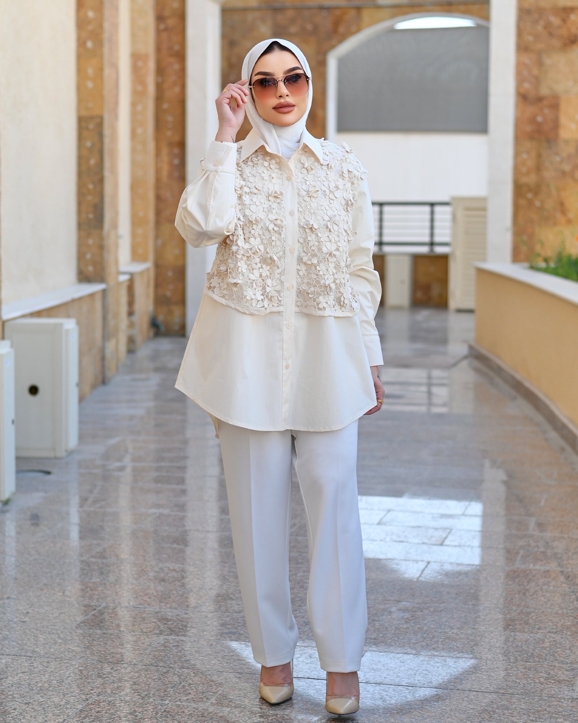 Floral Parachute Shirt – Cream