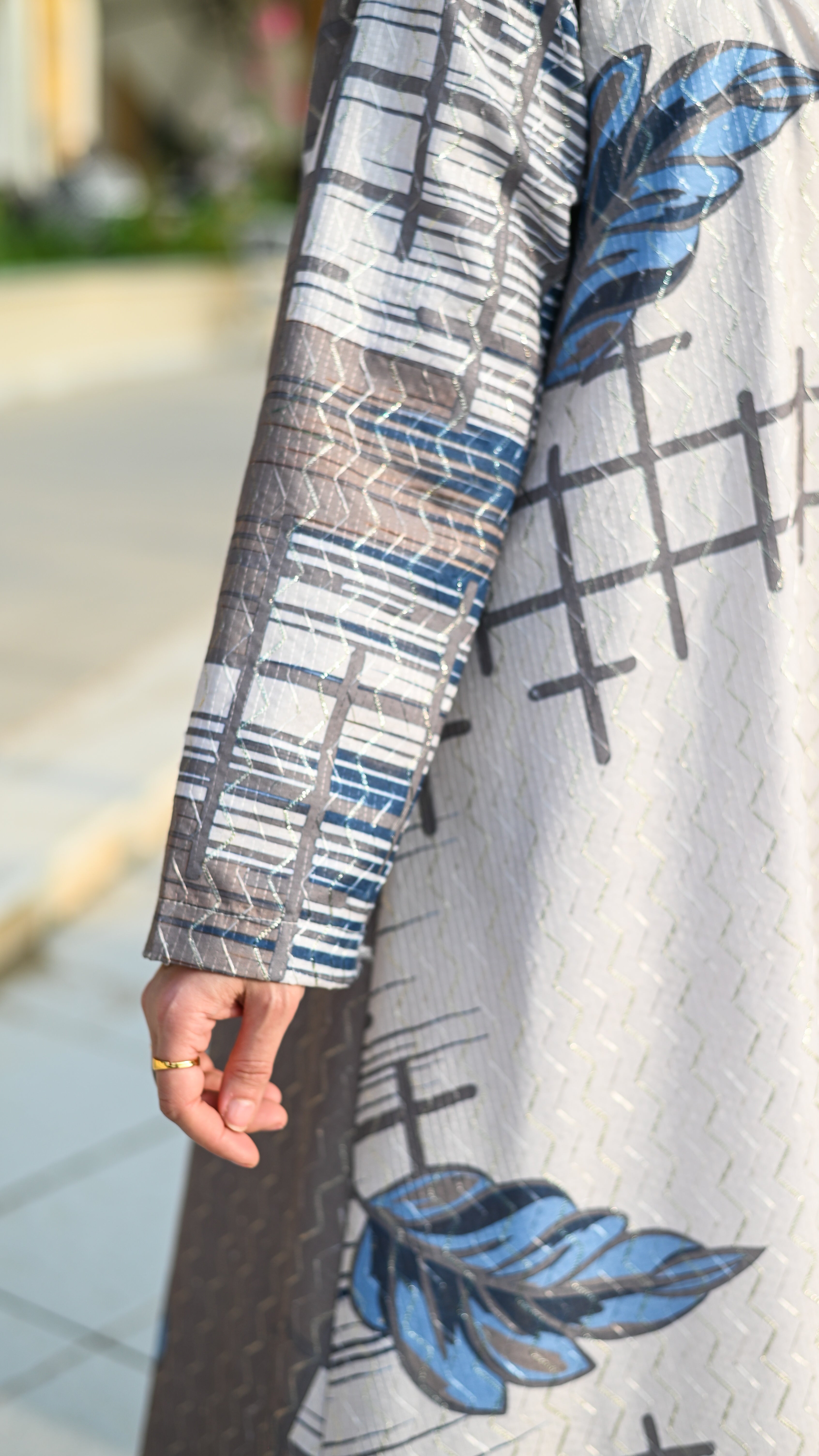 Buttoned Jacquard Dress – Patterned