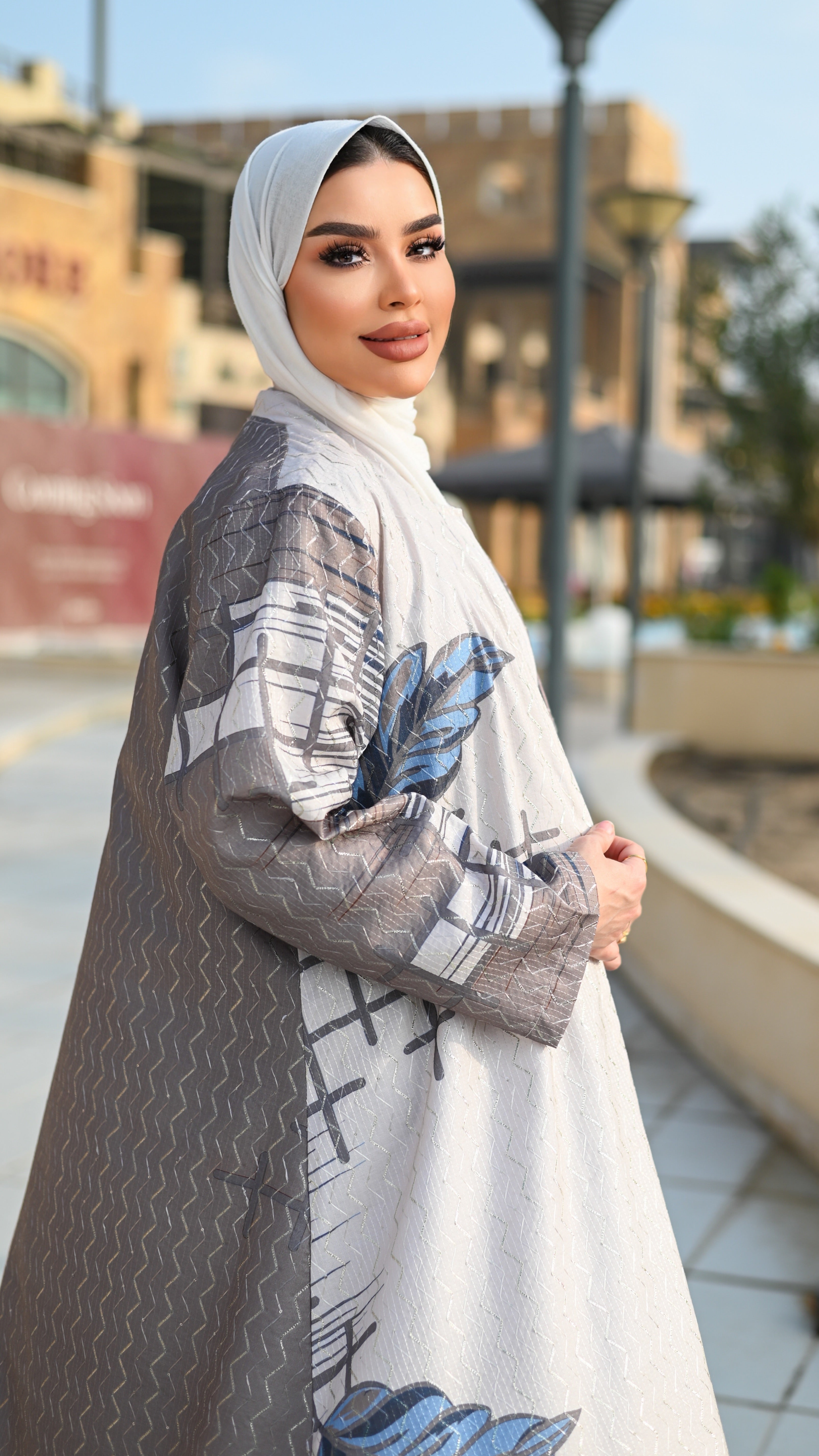 Buttoned Jacquard Dress – Patterned