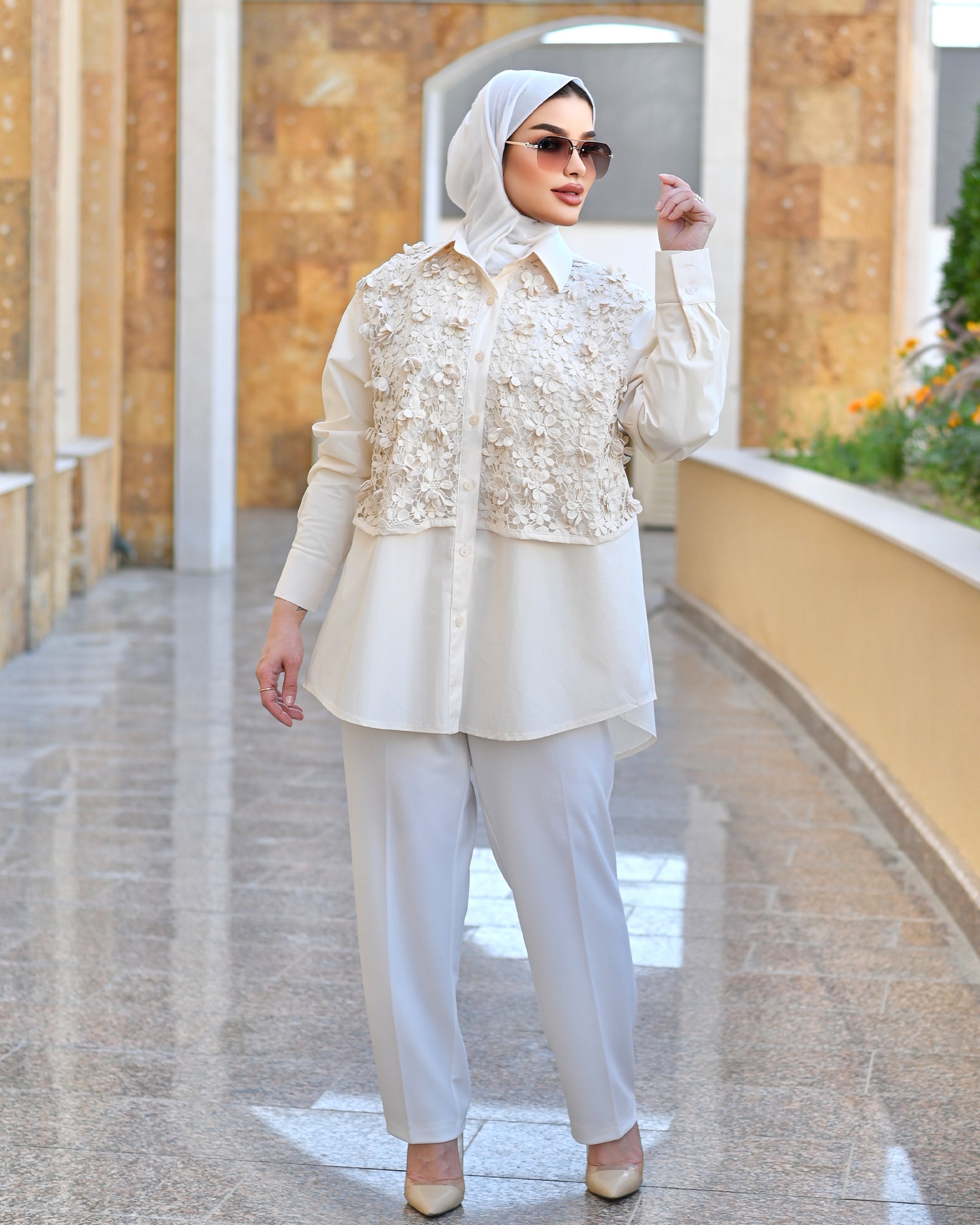 Floral Parachute Shirt – Cream