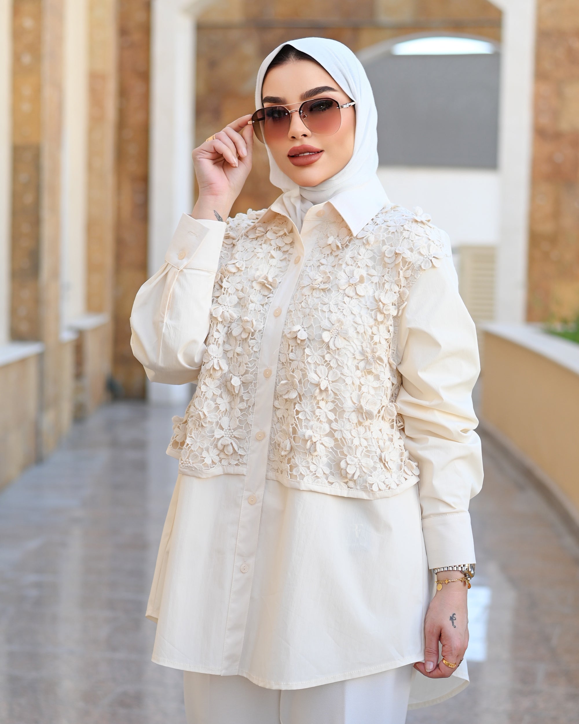 Floral Parachute Shirt – Cream