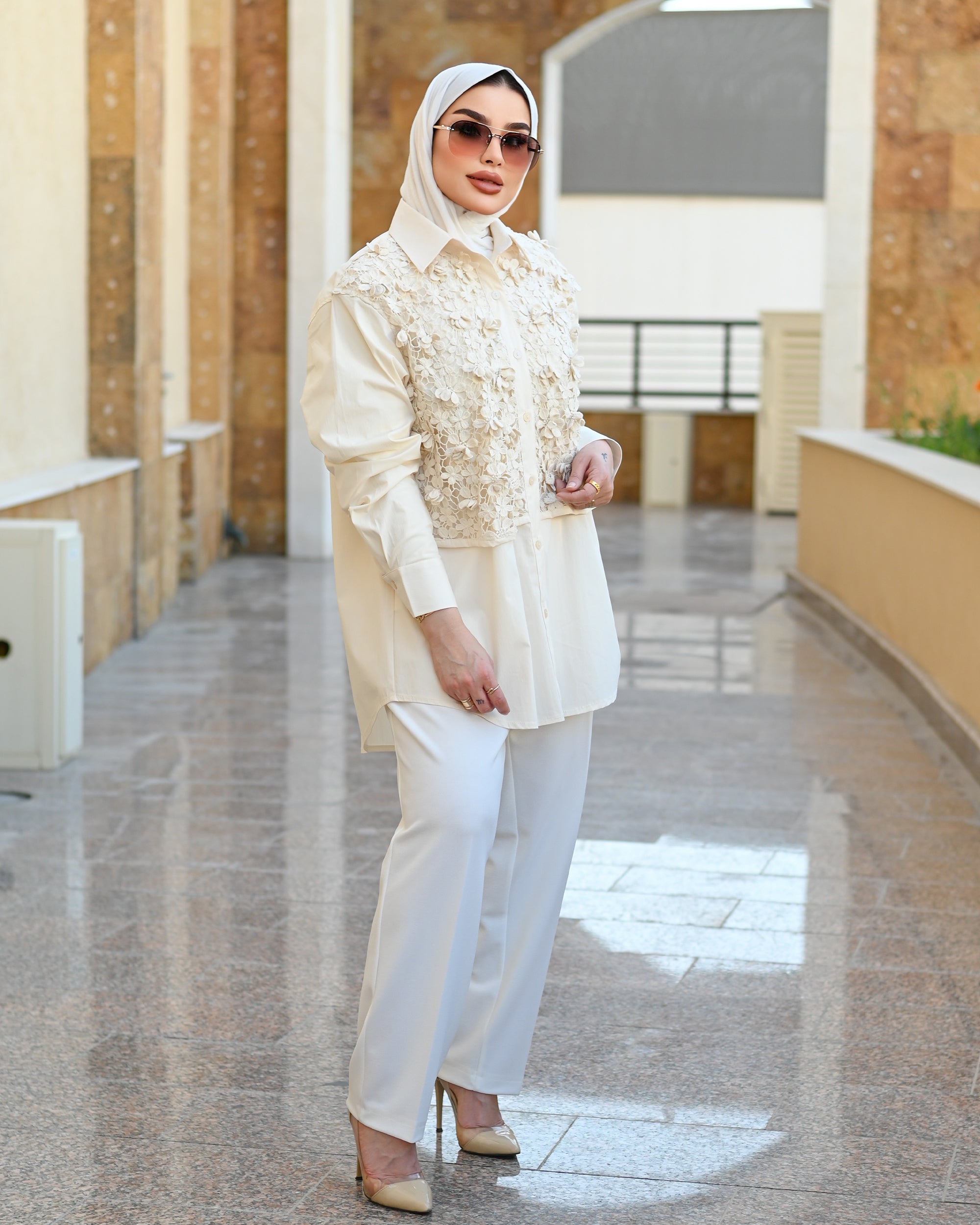 Floral Parachute Shirt – Cream