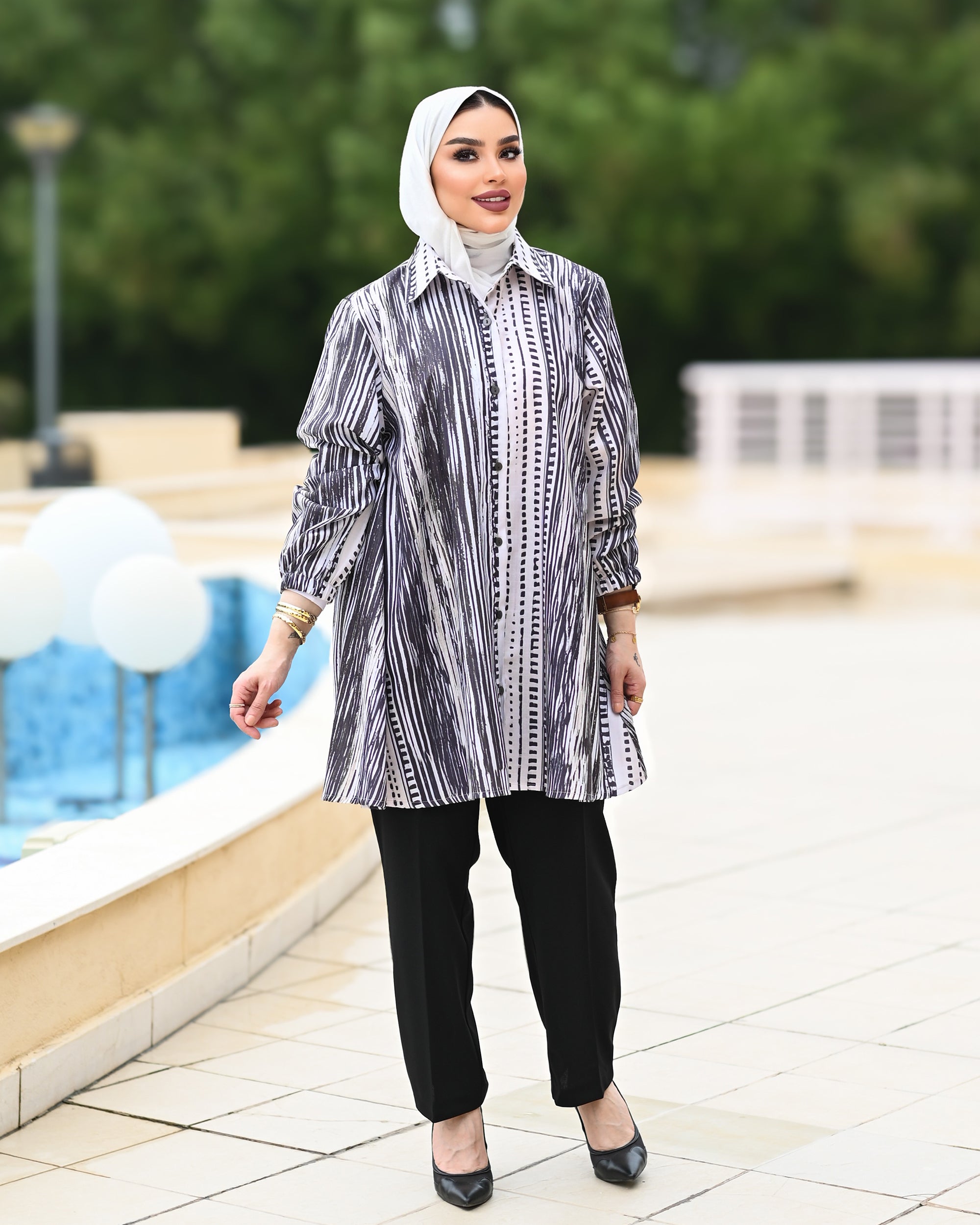Classic Printed Cotton Shirt – Black & White