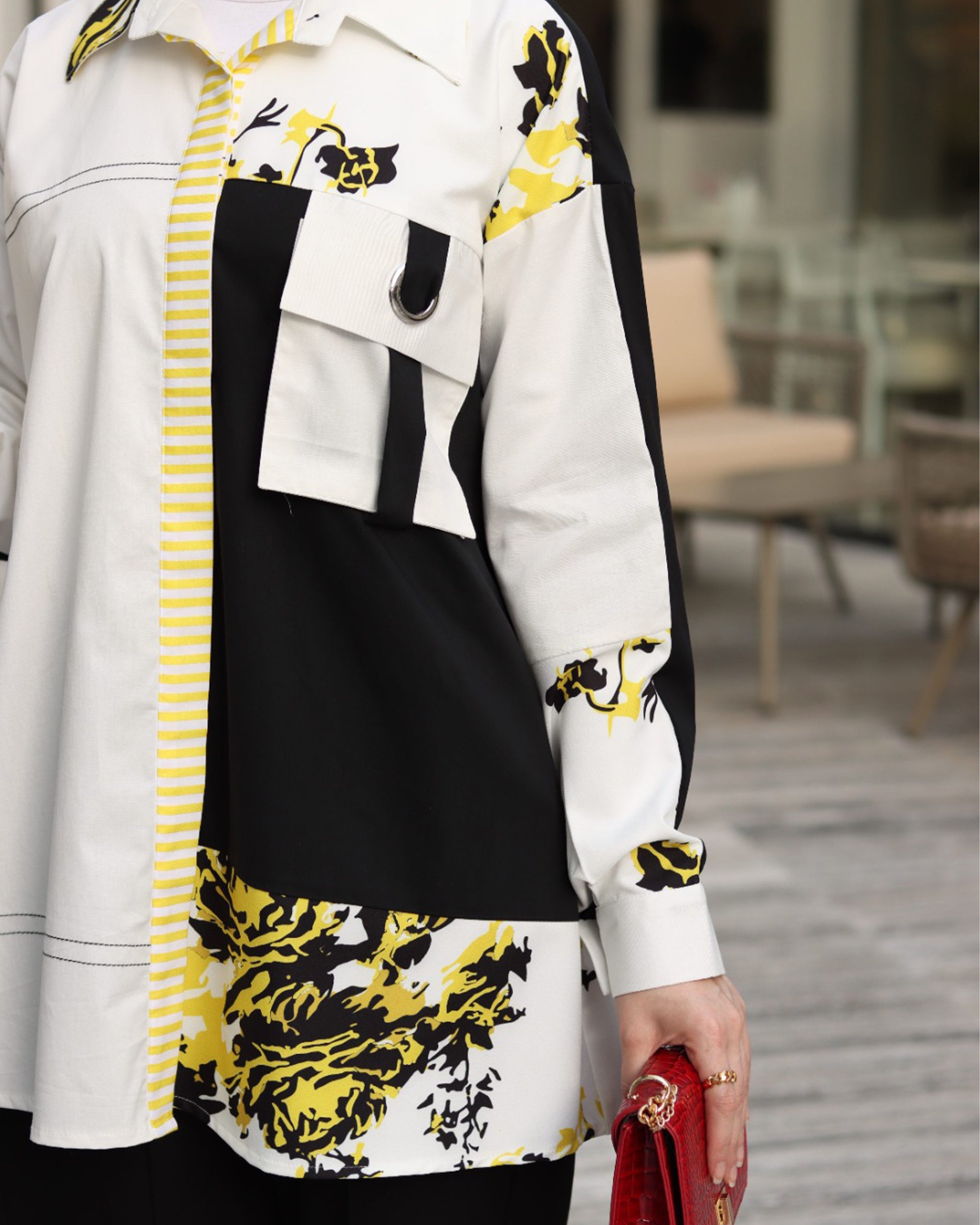 Contrast Print Poplin Shirt