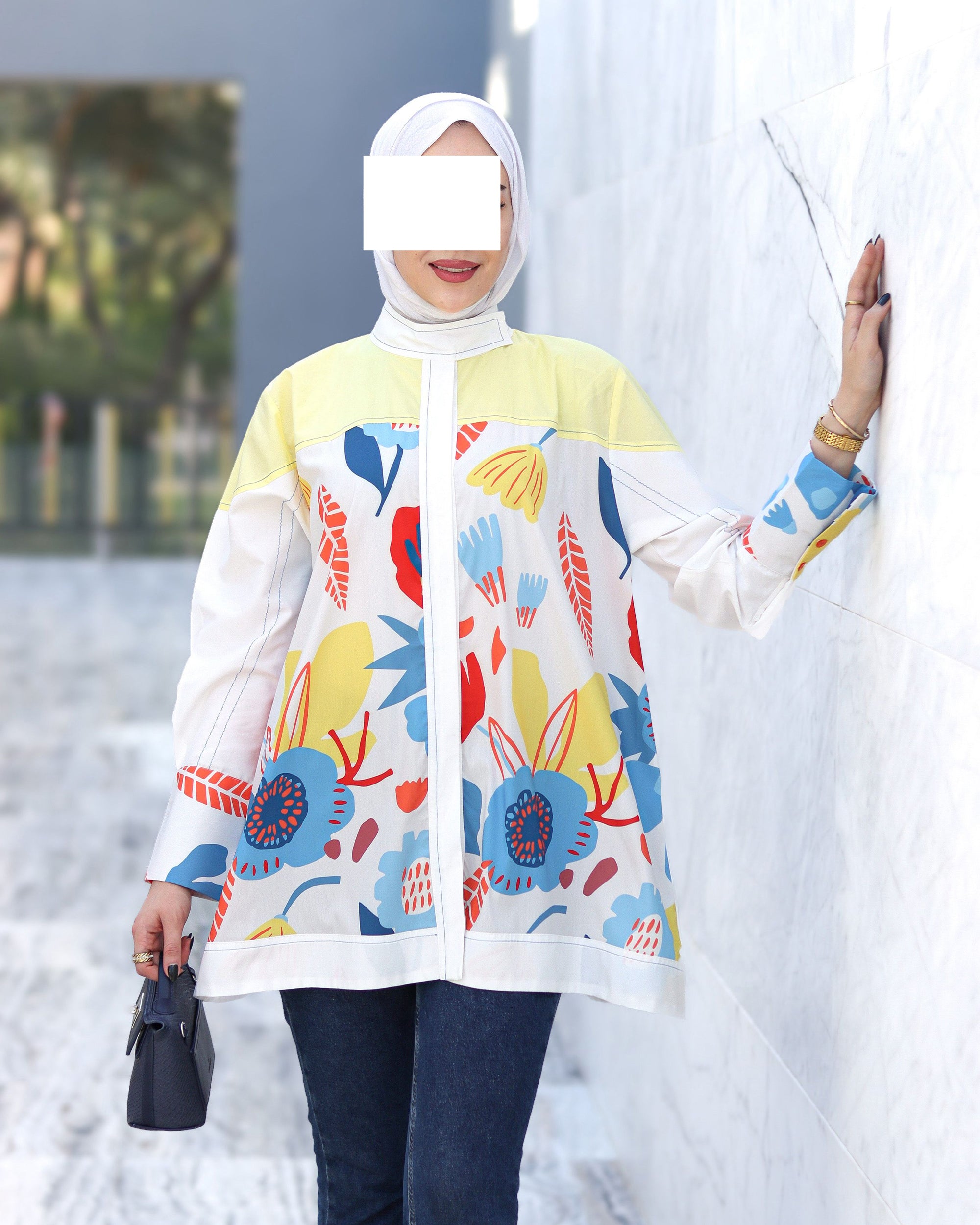 Colorblock Floral Poplin Shirt