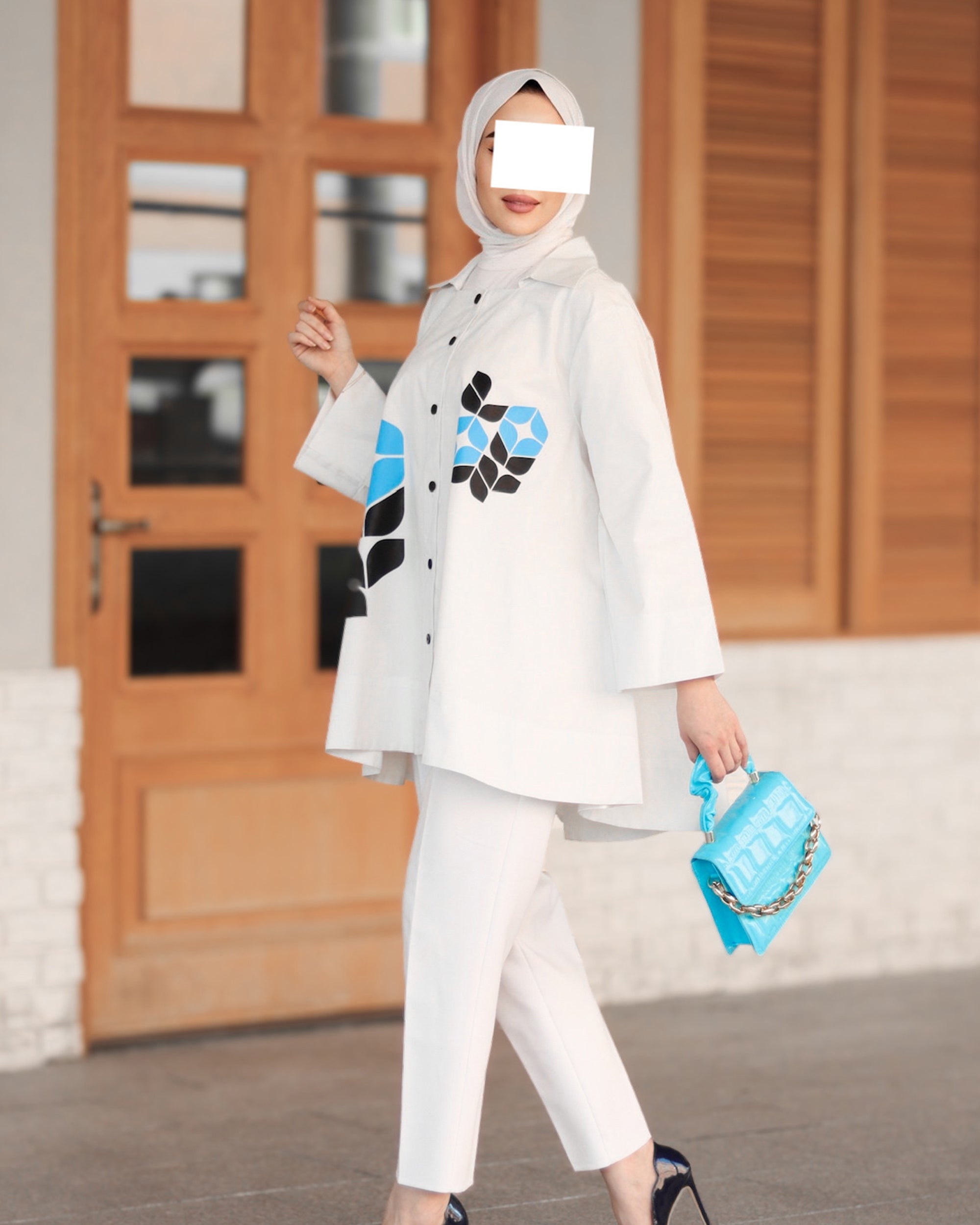 Blue Mosaic Poplin Shirt