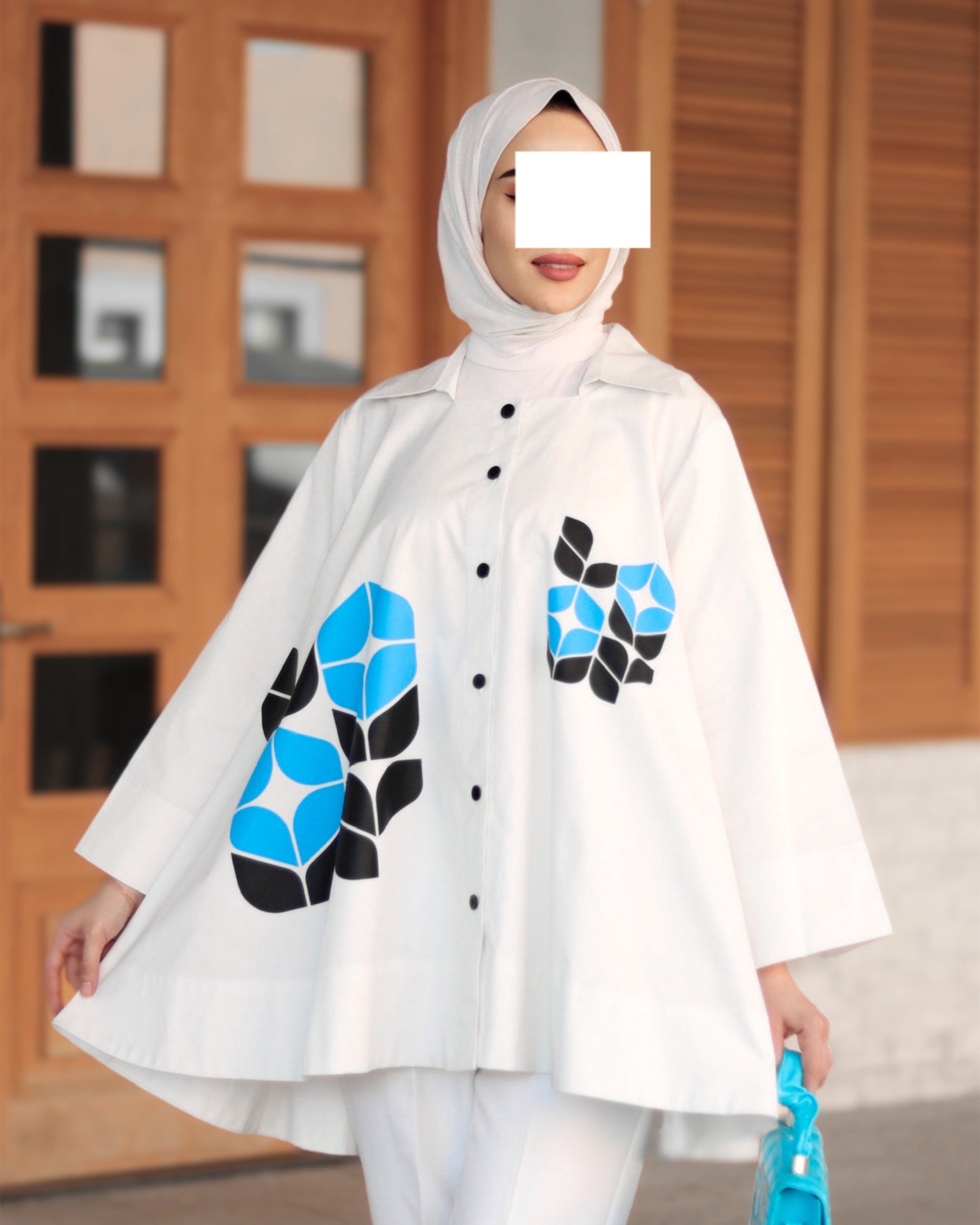 Blue Mosaic Poplin Shirt