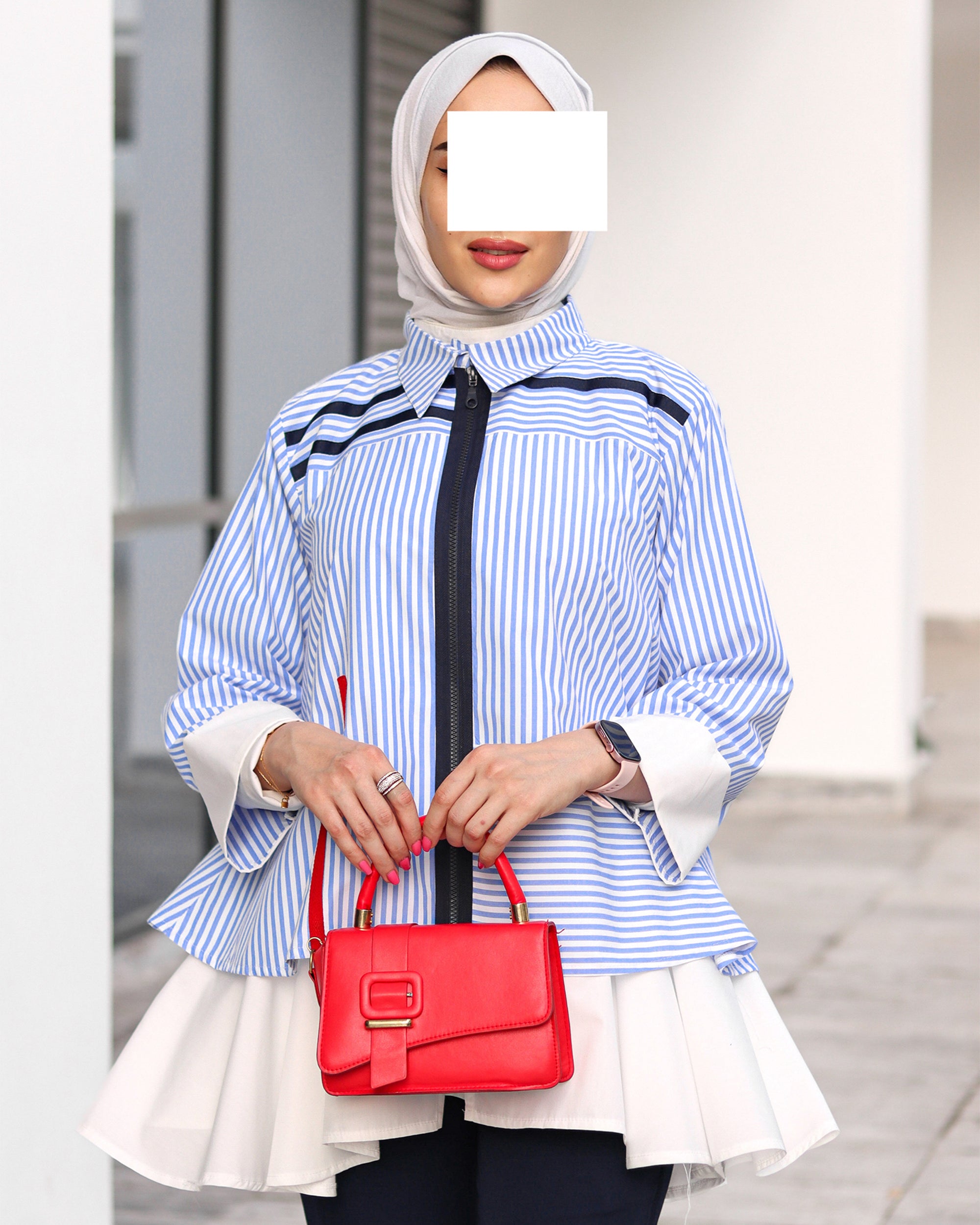 Striped Zip Poplin Jacket