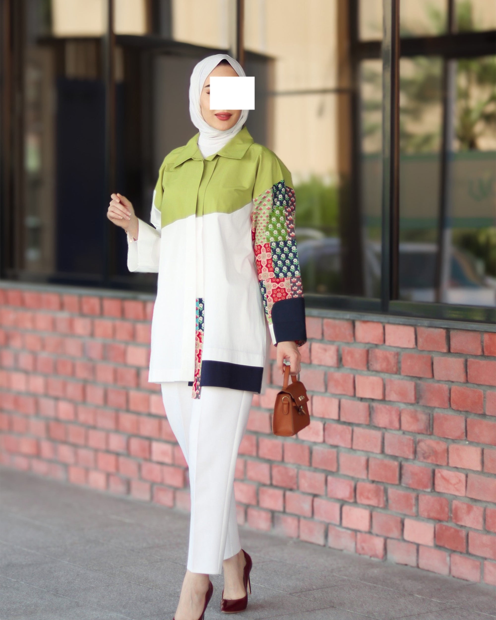 Colorblock Patchwork Poplin Shirt