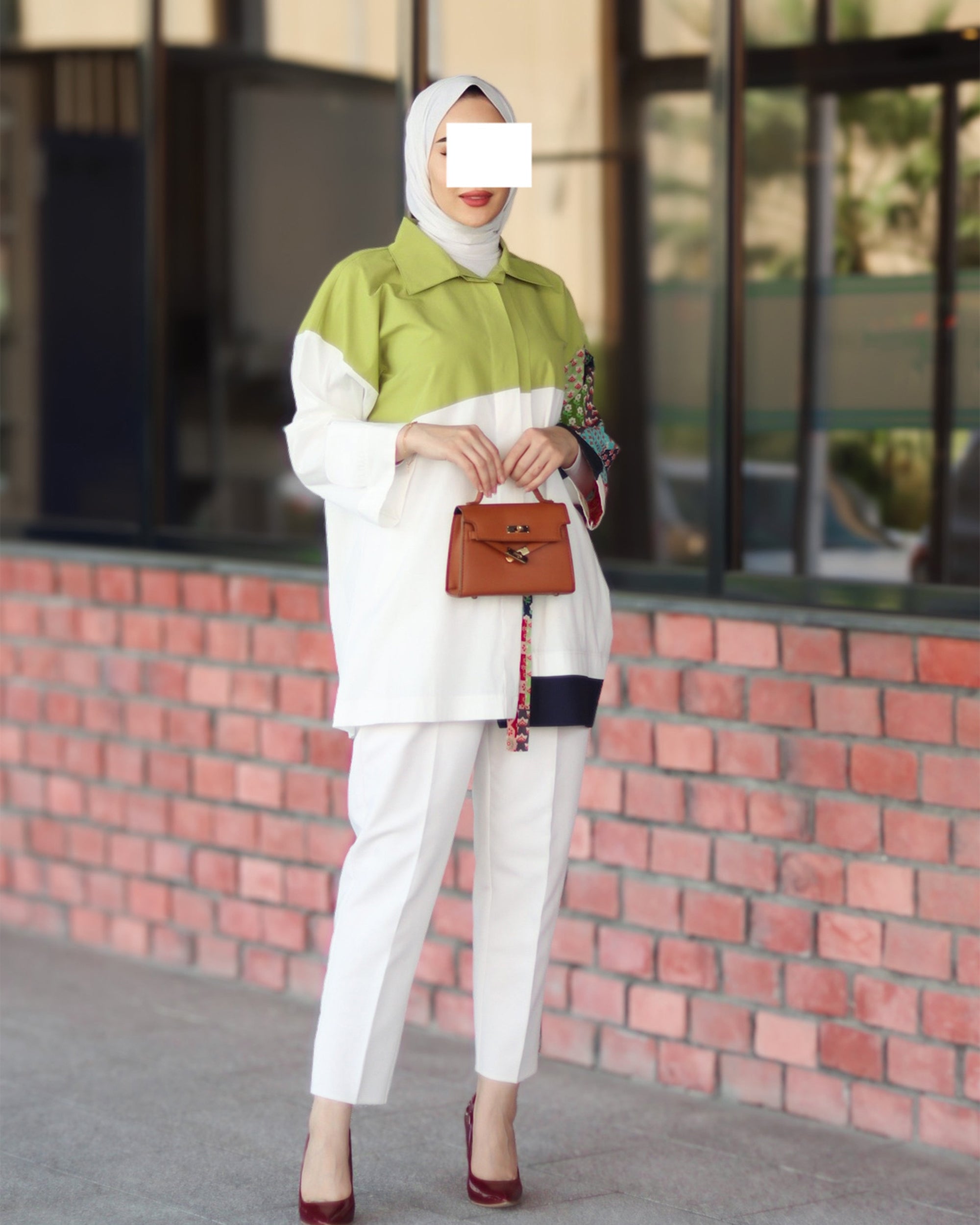 Colorblock Patchwork Poplin Shirt