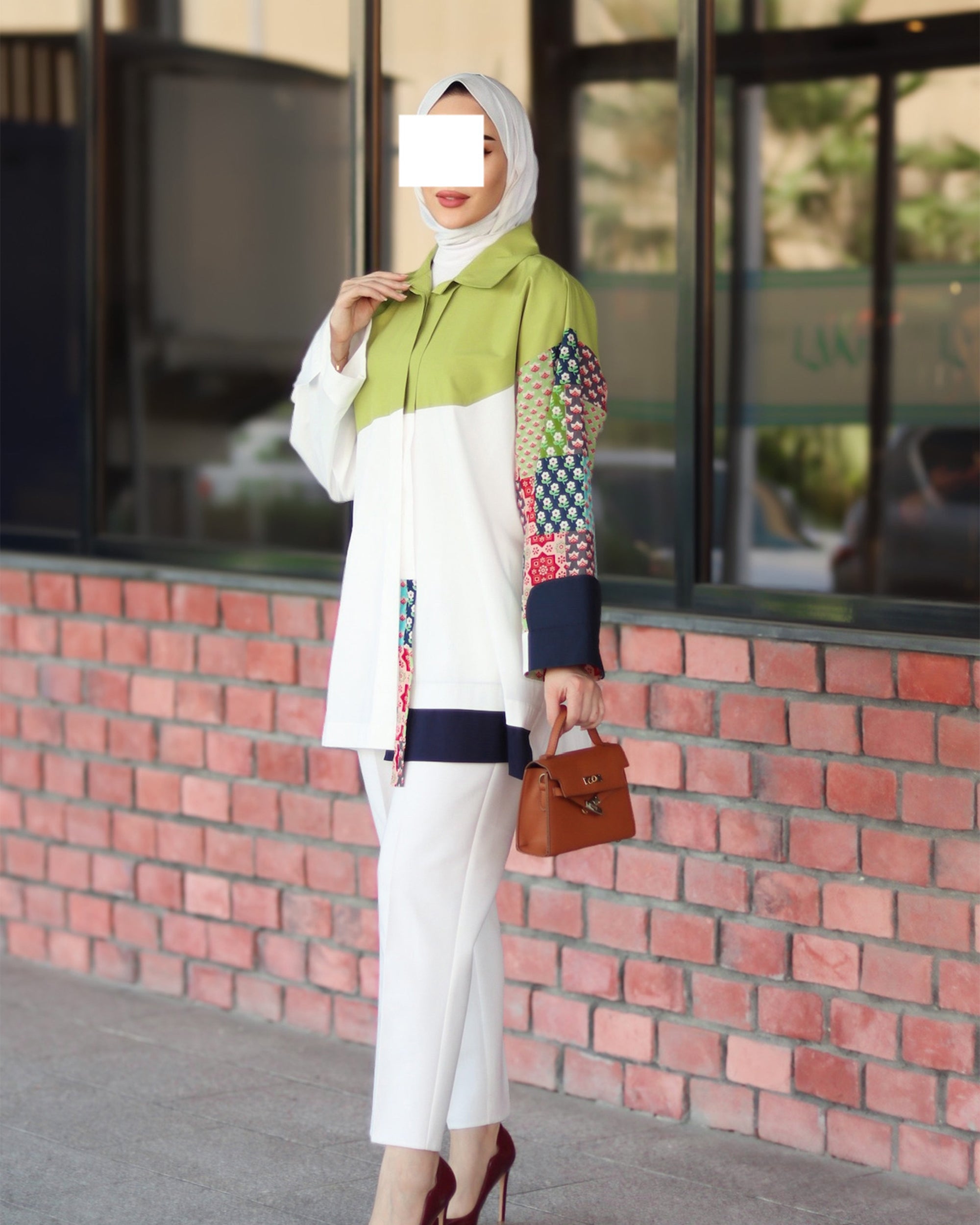 Colorblock Patchwork Poplin Shirt