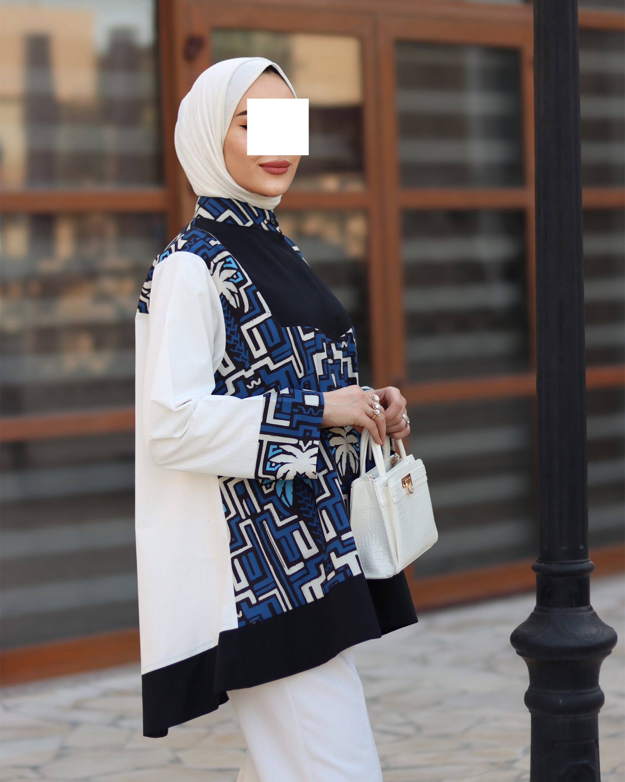 Geometric Palm Poplin Shirt