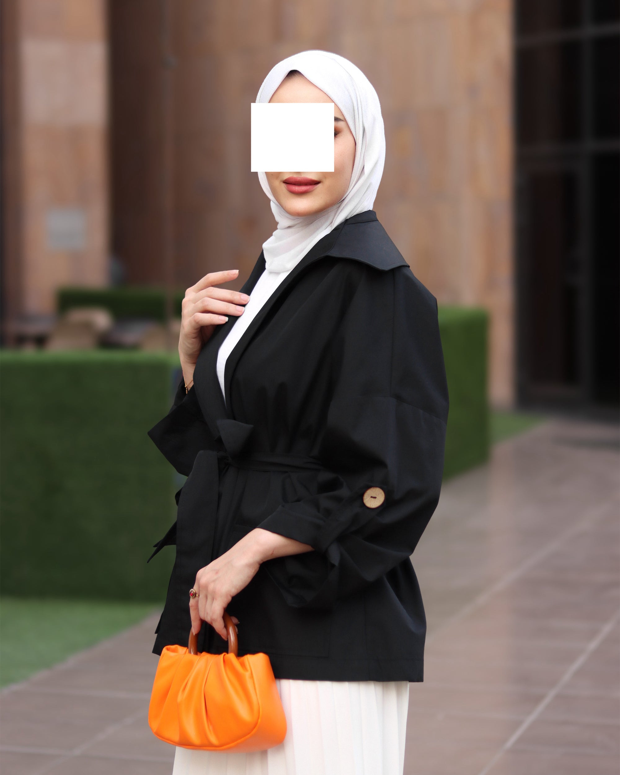 Black Belted Poplin Jacket