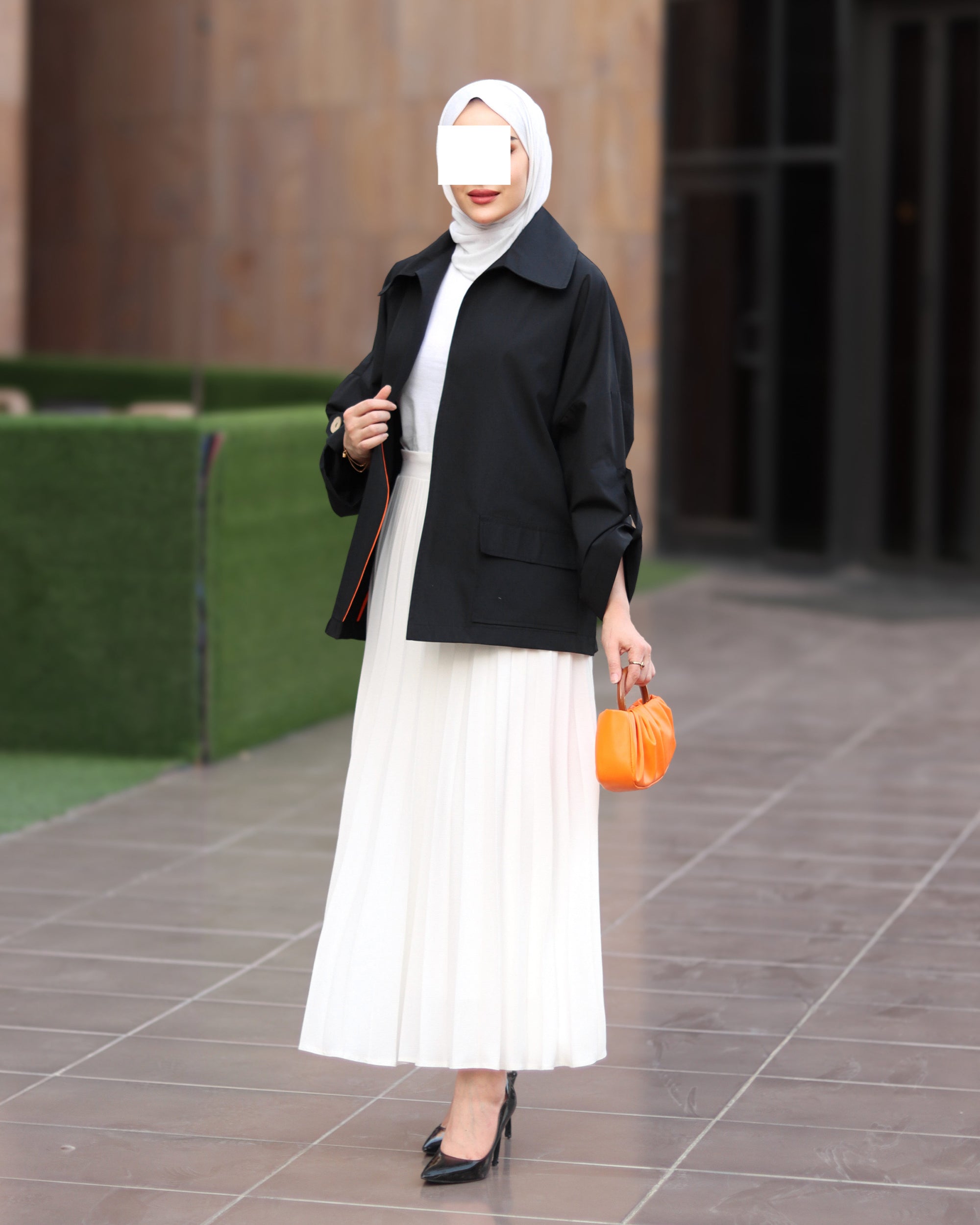 Black Belted Poplin Jacket