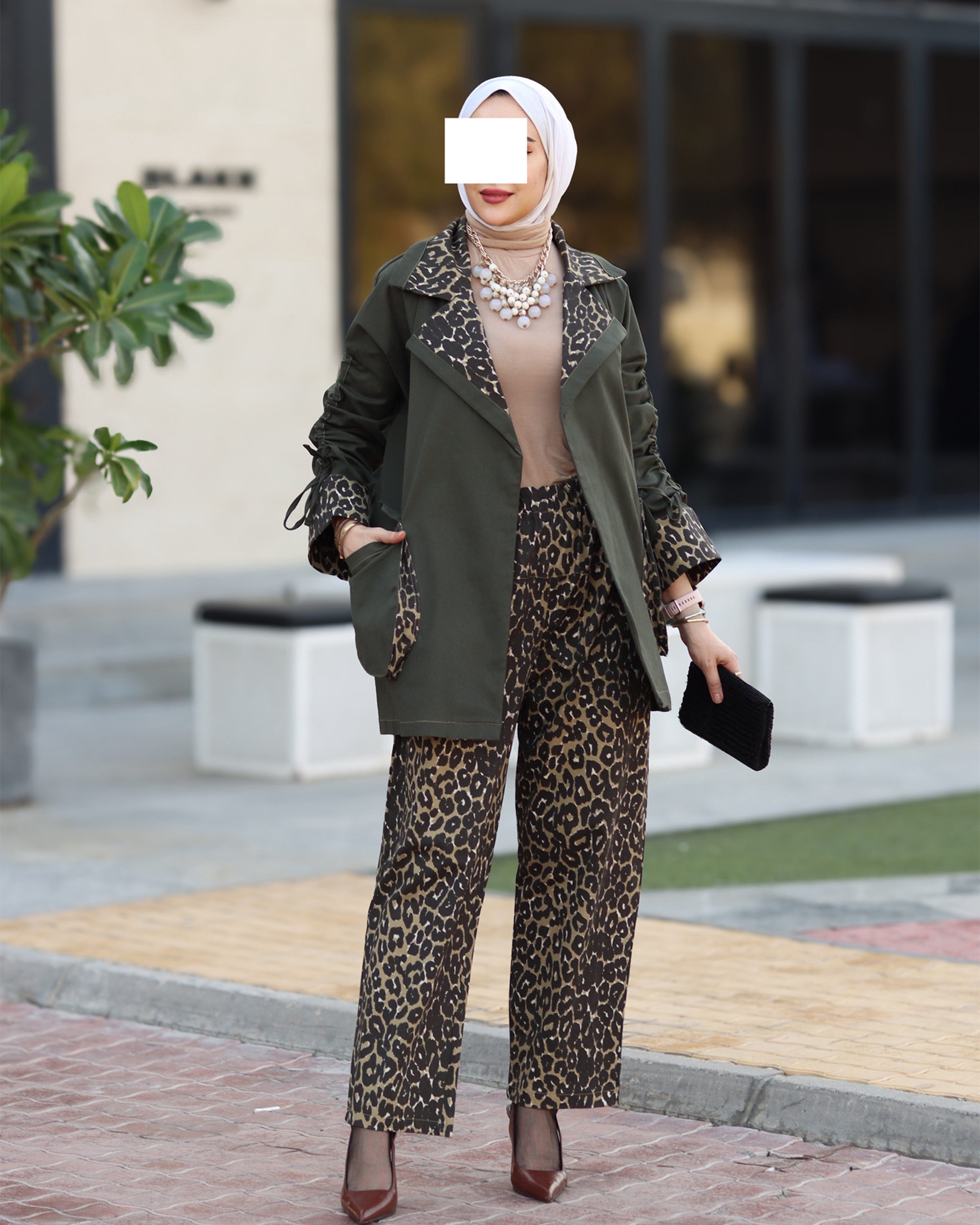 Leopard Gabardine Pants