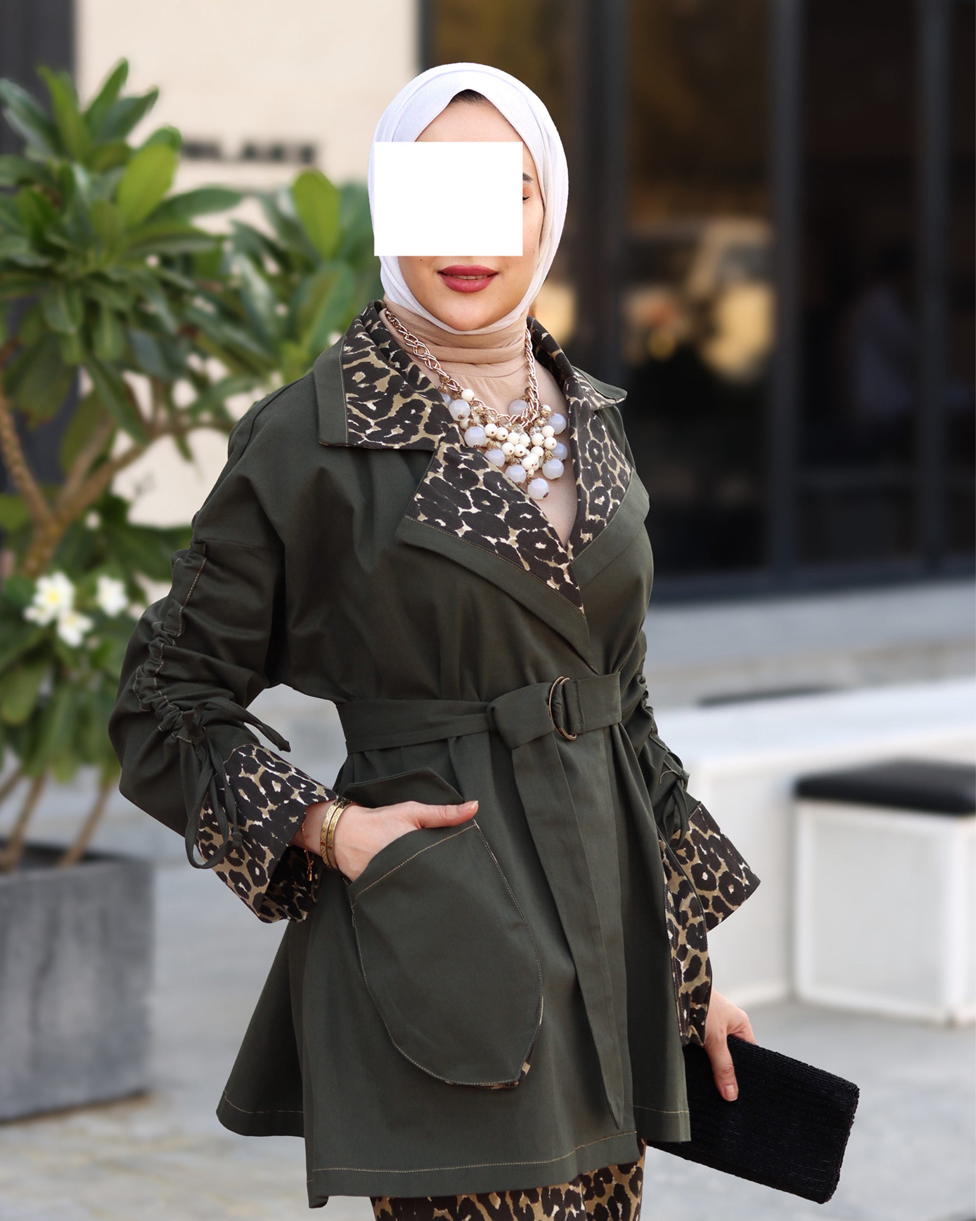 Leopard Trim Jeans Jacket