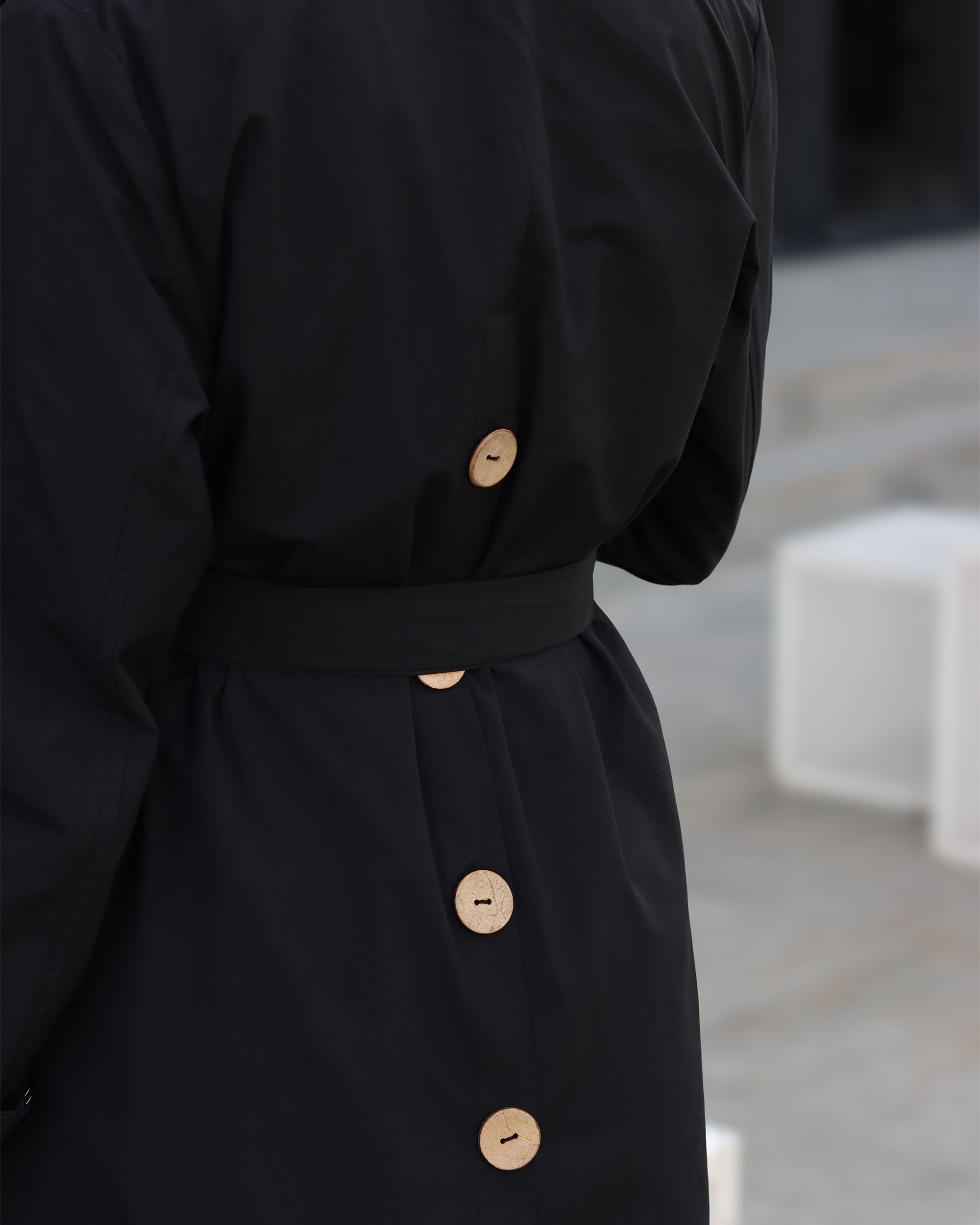 Noir Belted Gabardine Jacket