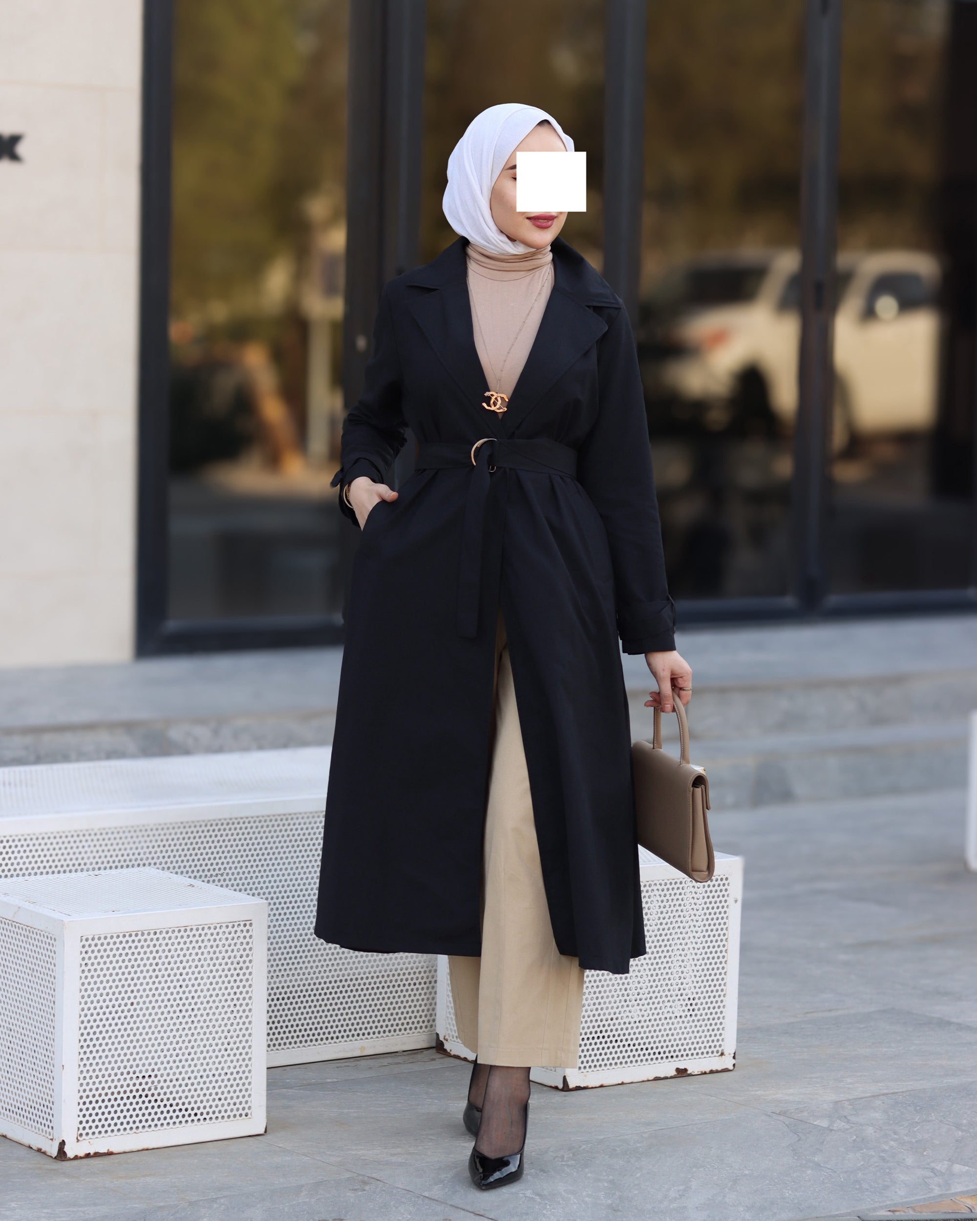 Noir Belted Gabardine Jacket