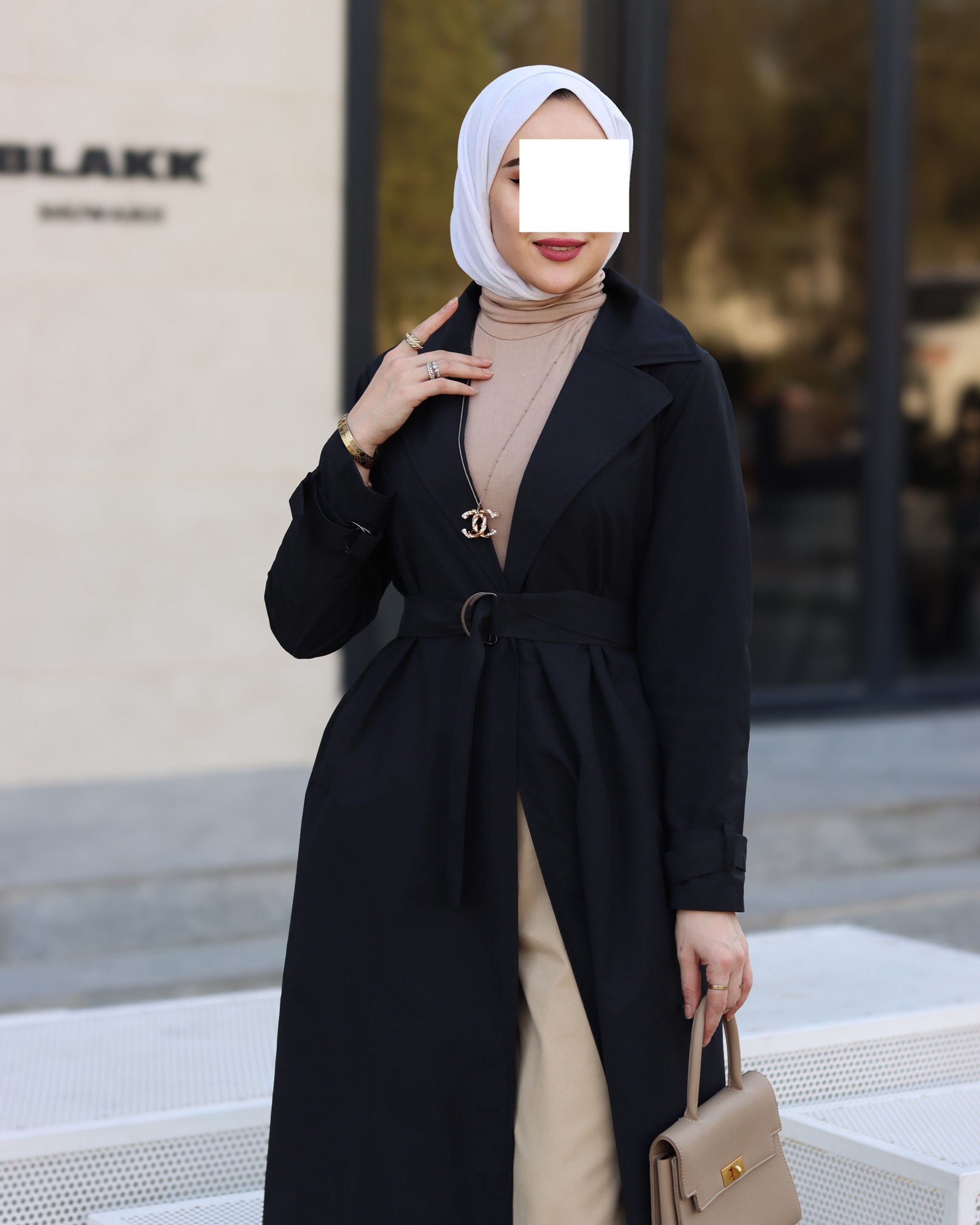 Noir Belted Gabardine Jacket