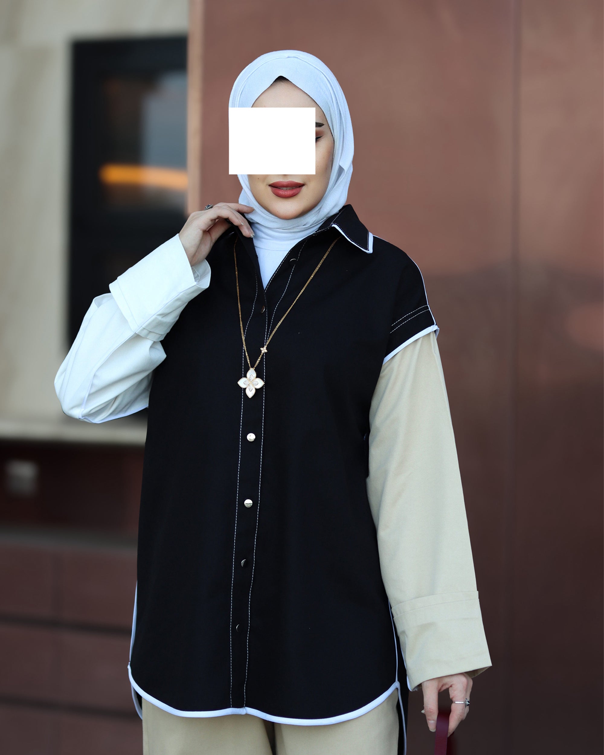 Two-Tone Gabardine Shirt