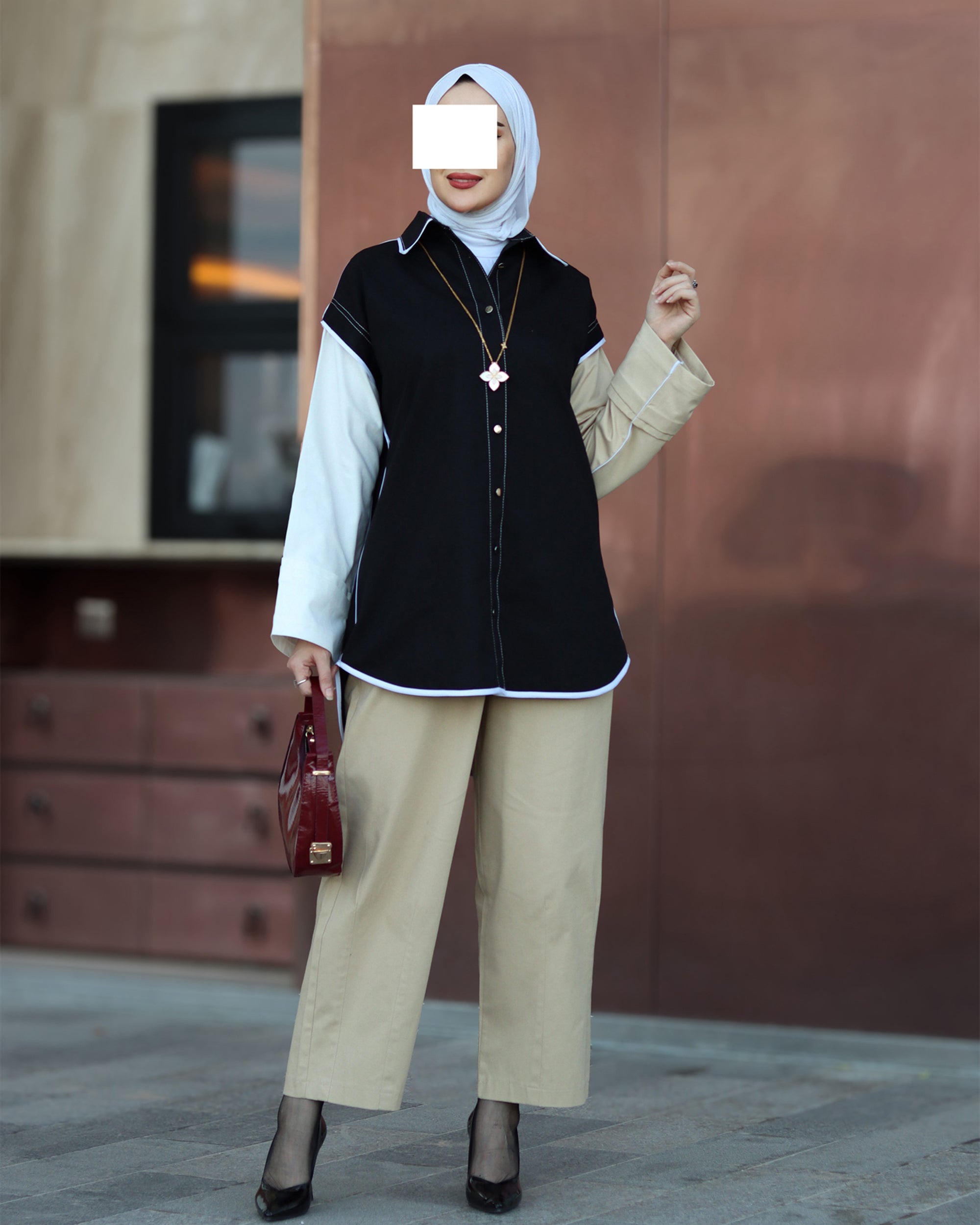 Two-Tone Gabardine Shirt