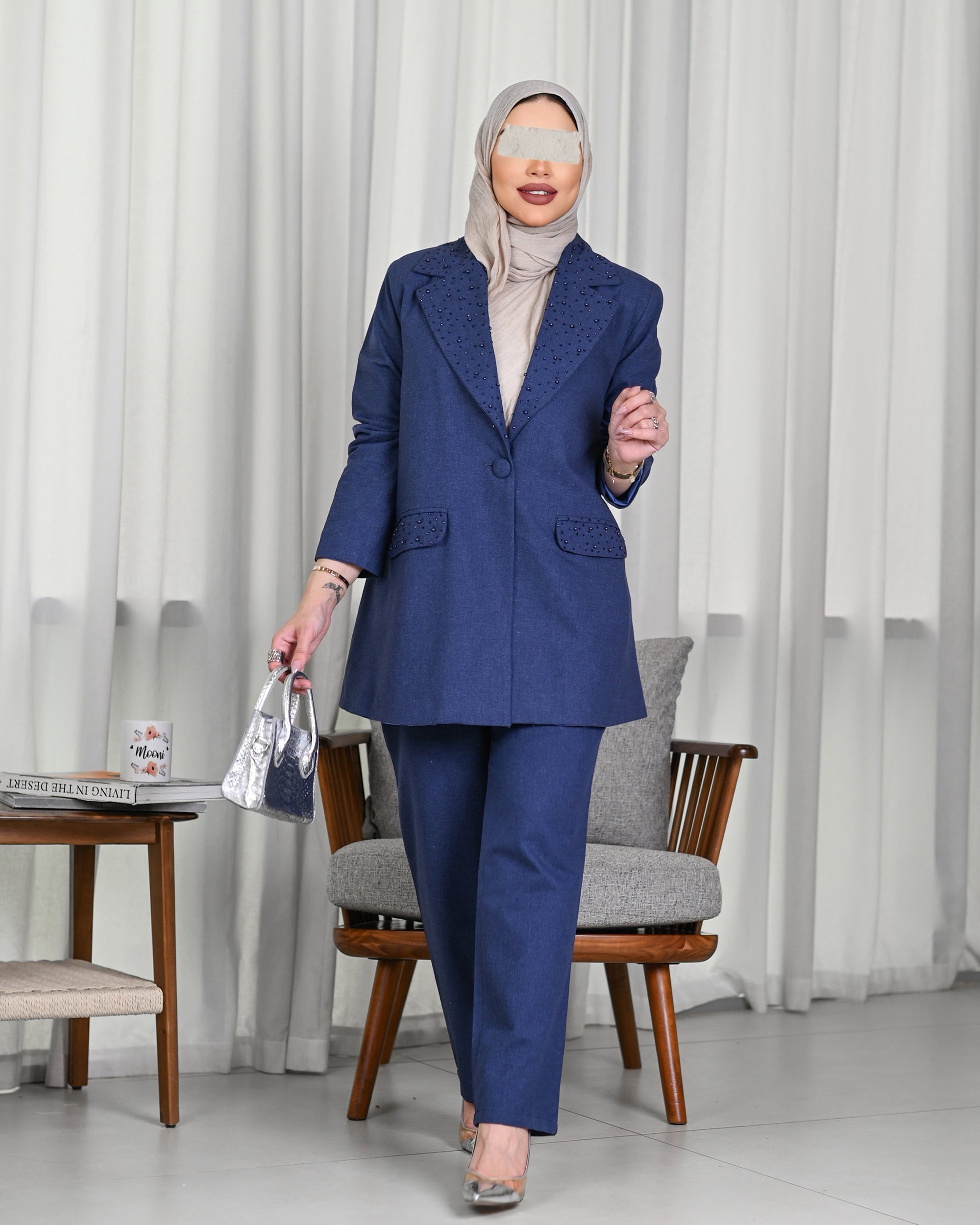 Embroidered Linen Suit Set