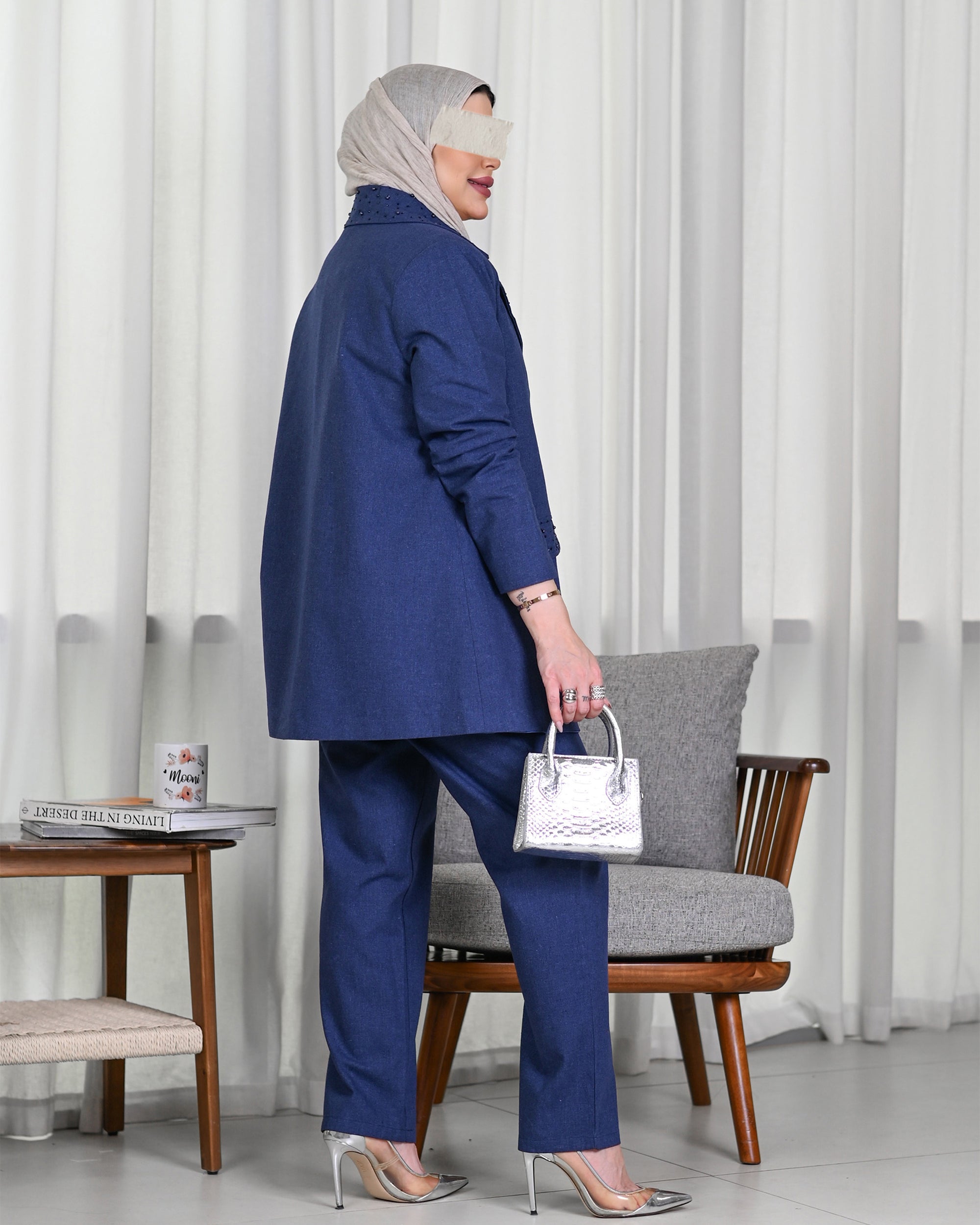 Embroidered Linen Suit Set