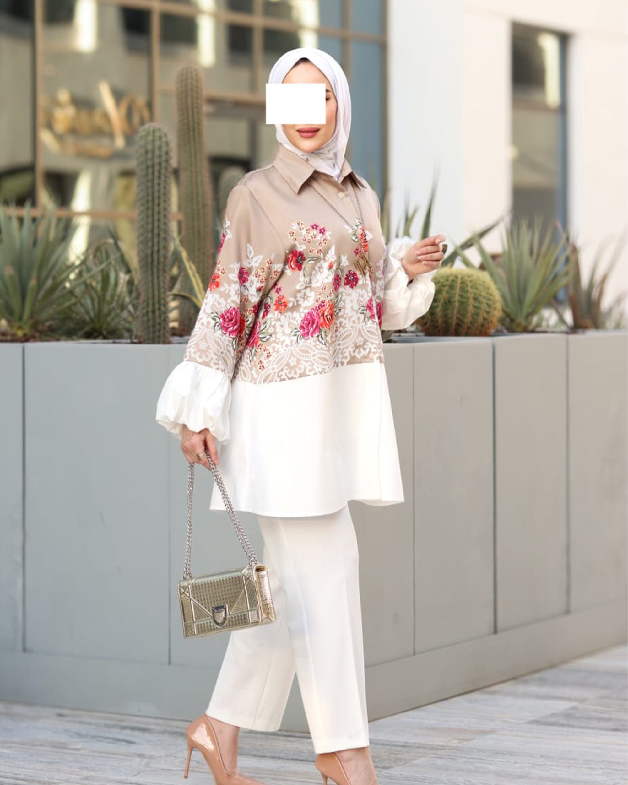 Beige Floral Shirt
