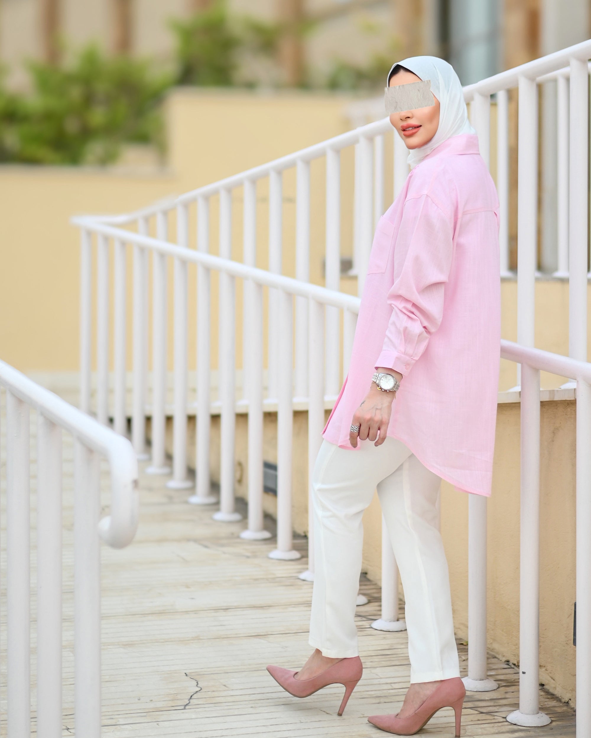 Blush Embroidered Linen Shirt