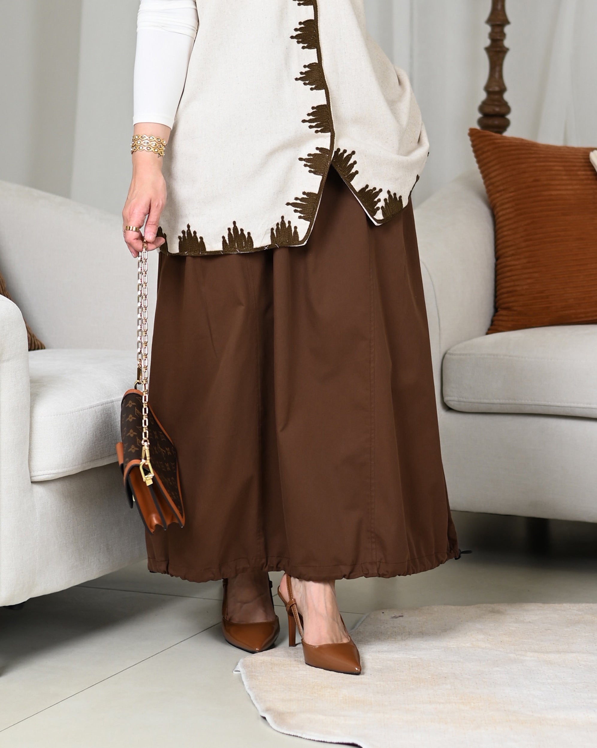 Brown Gabardine Skirt