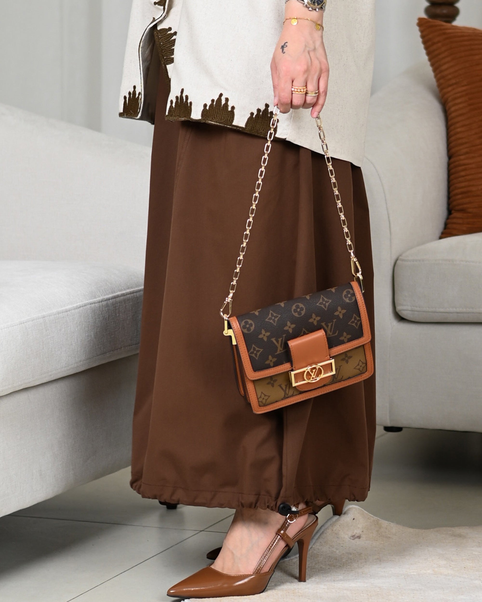 Brown Gabardine Skirt