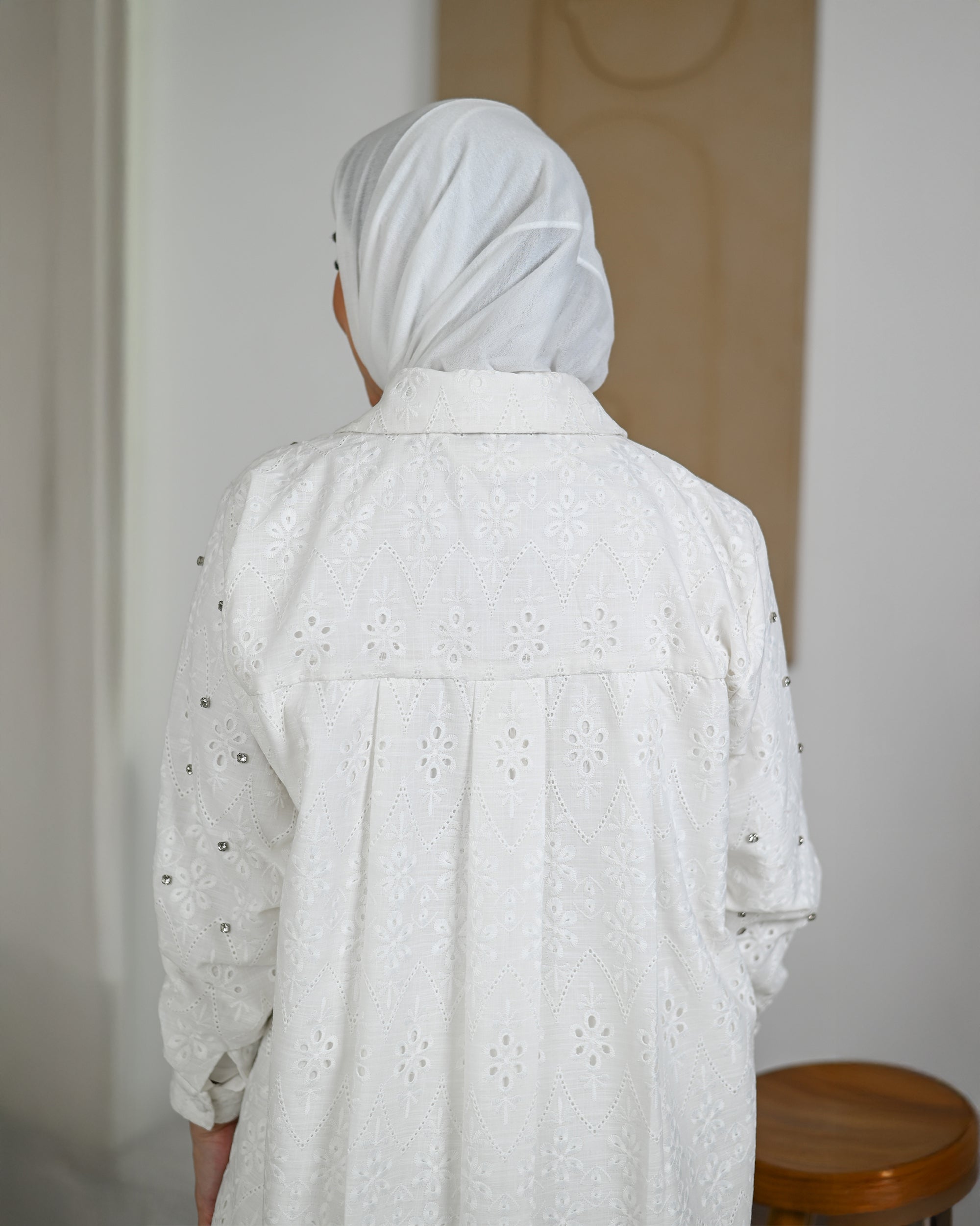 Embellished White Lace Punjabi
