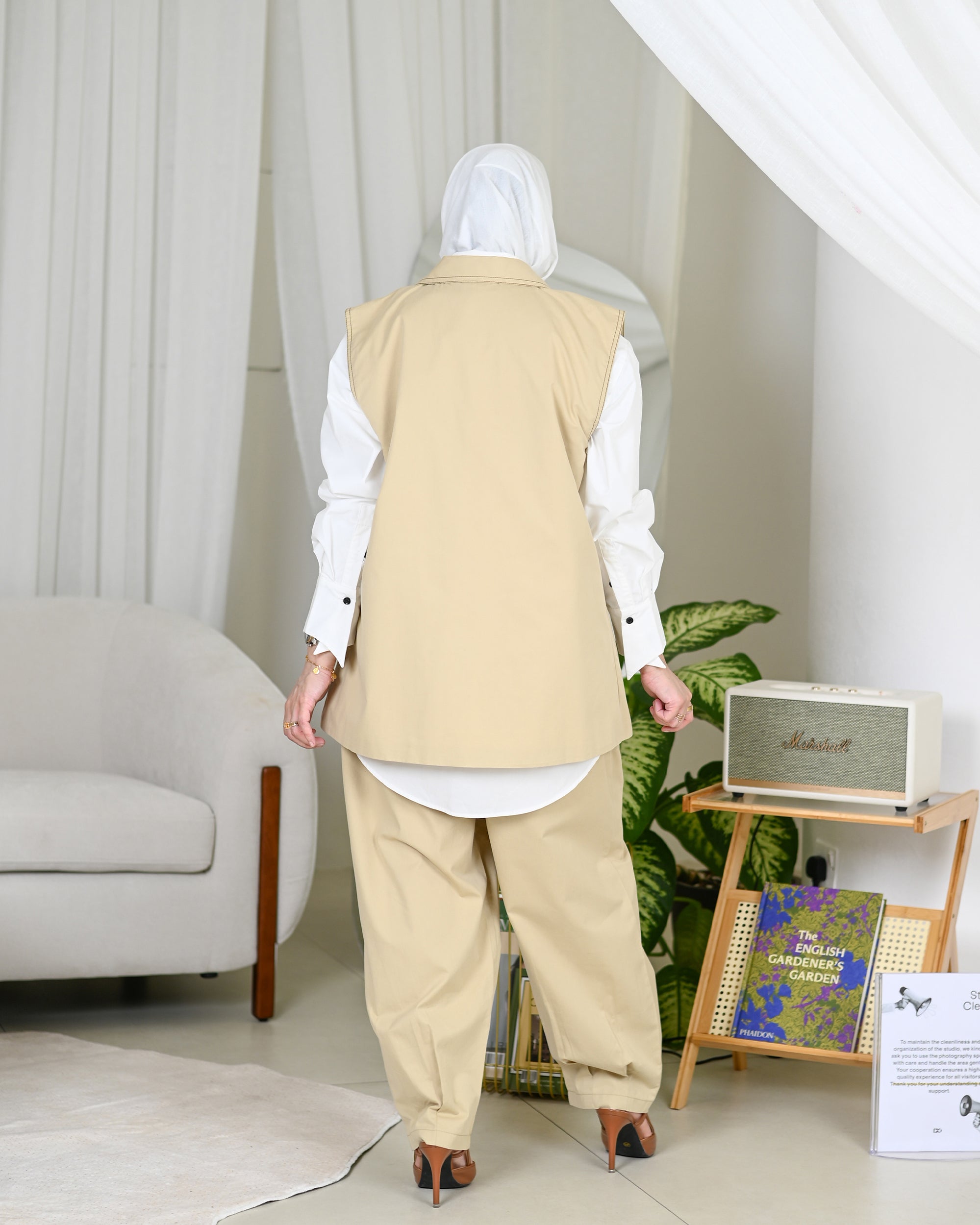 Sand Beige Gabardine Vest