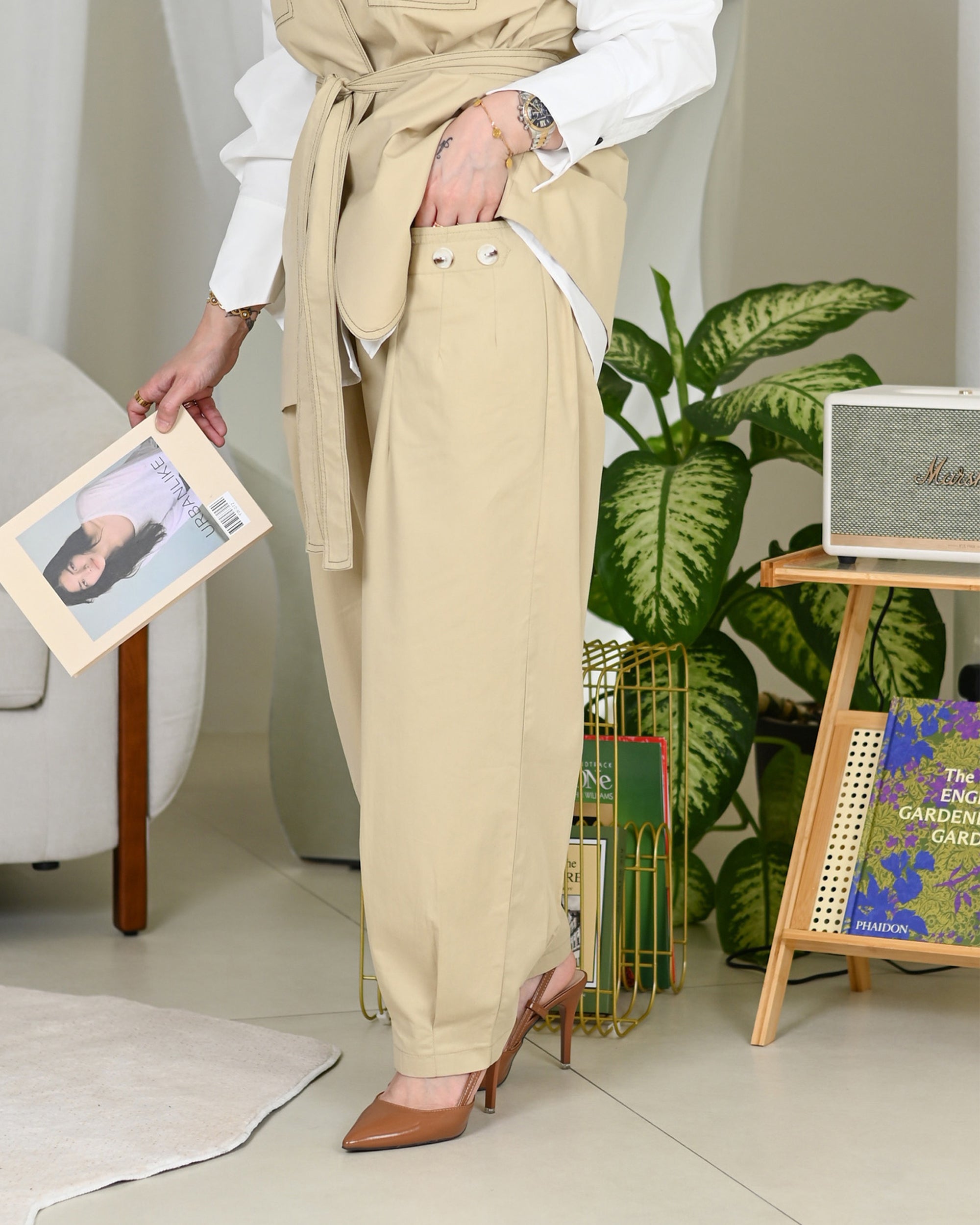 Sand Beige Gabardine Pants