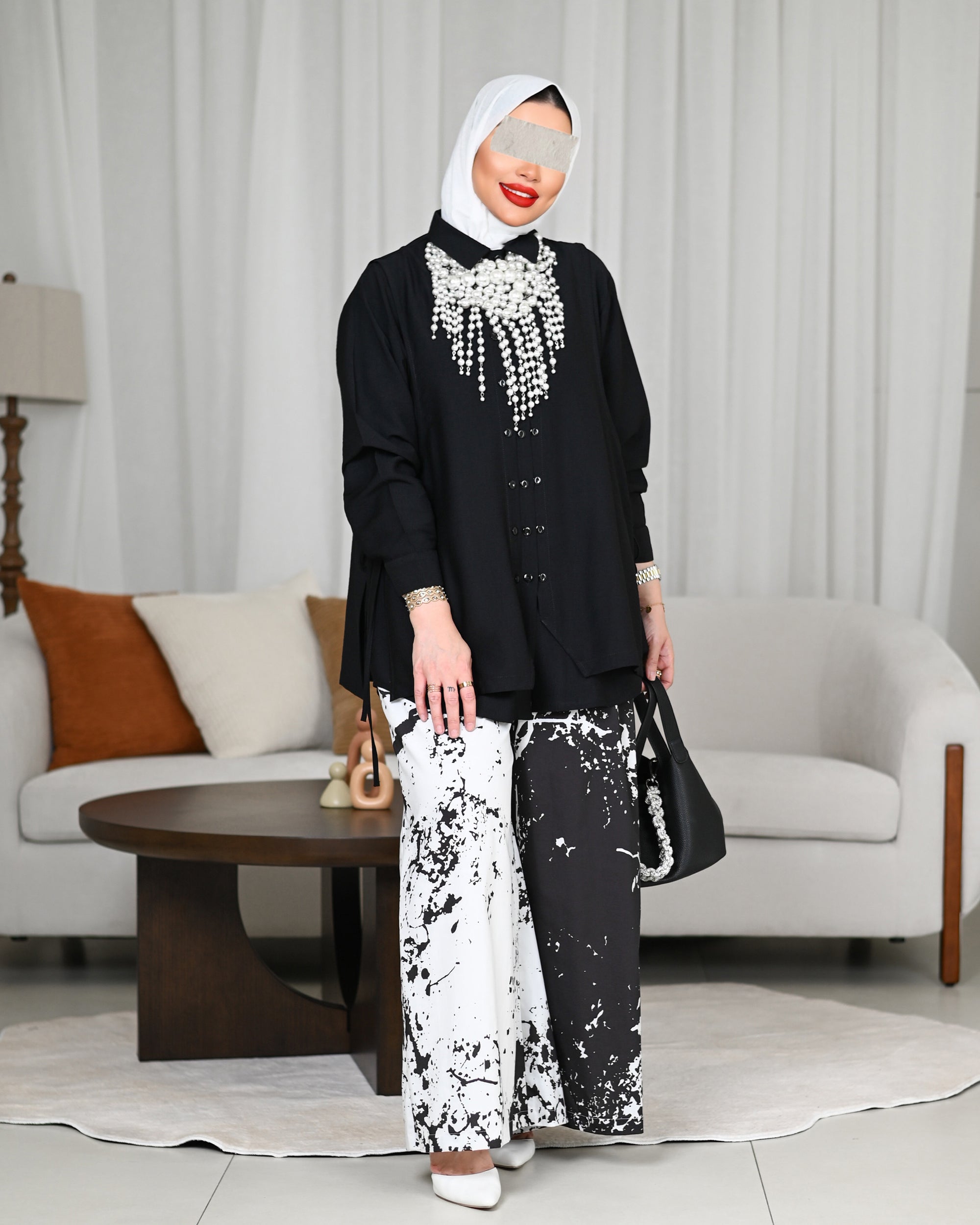 Black Cascade Linen Shirt