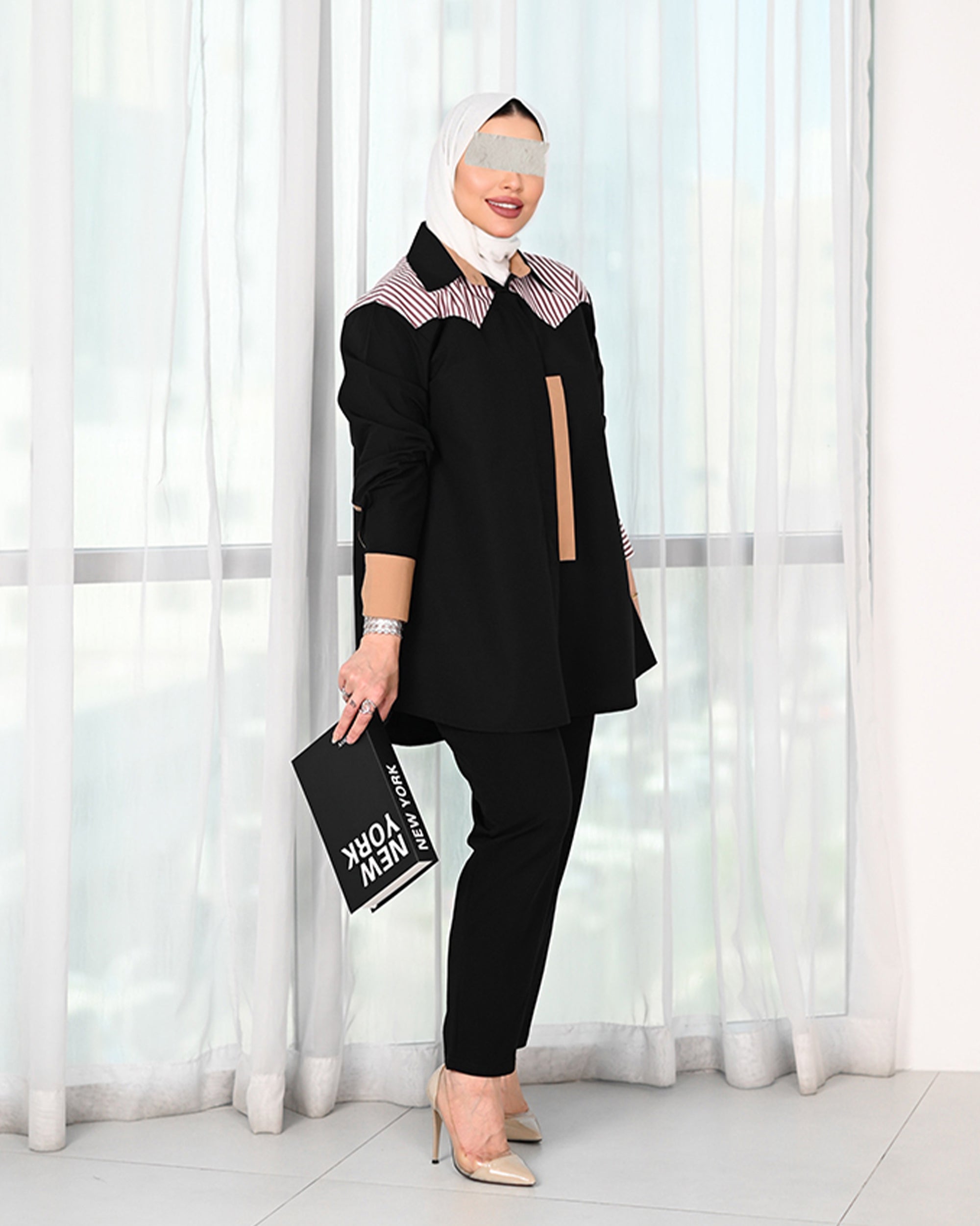 Striped Contrast Poplin Shirt