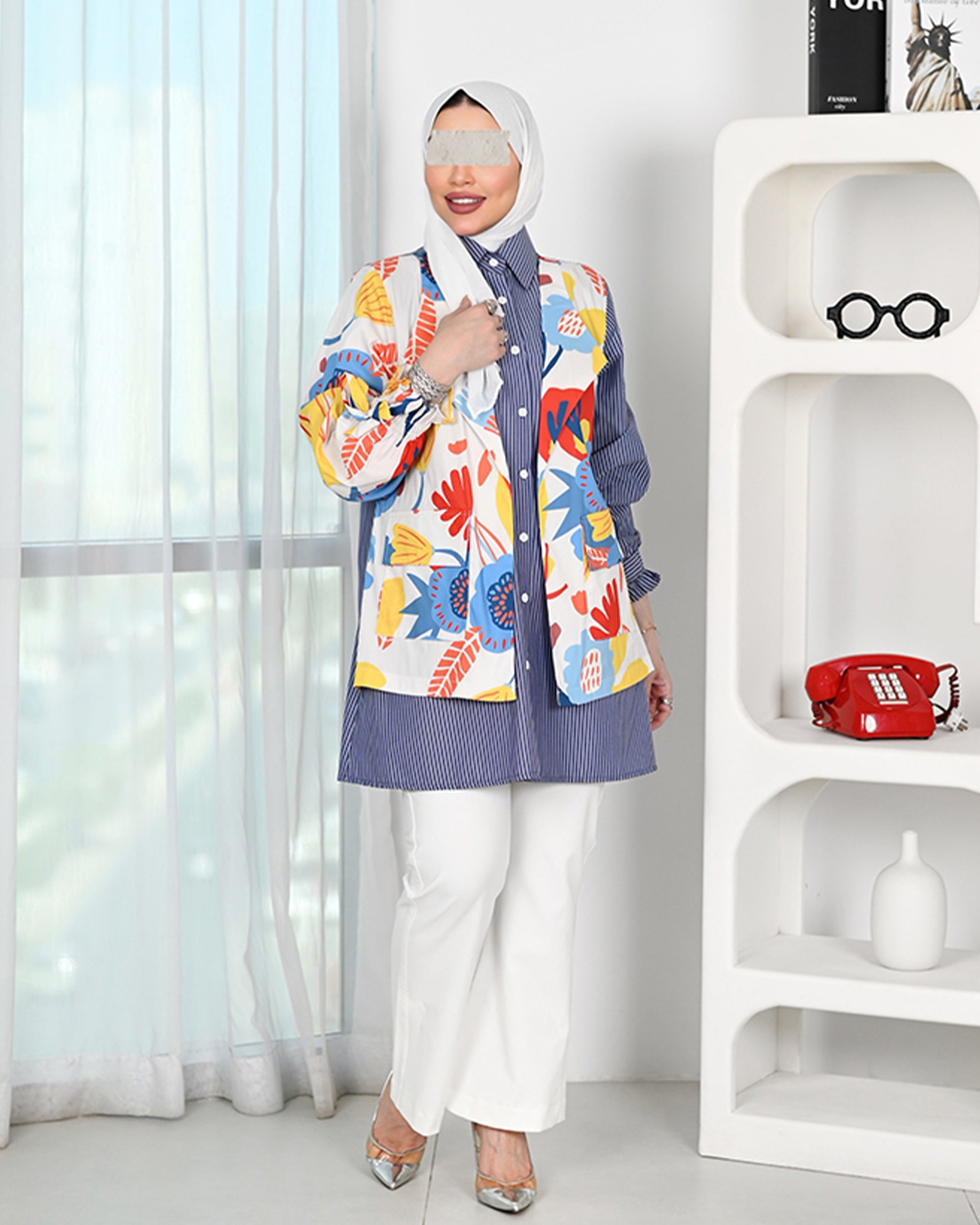 Floral Contrast Poplin Shirt