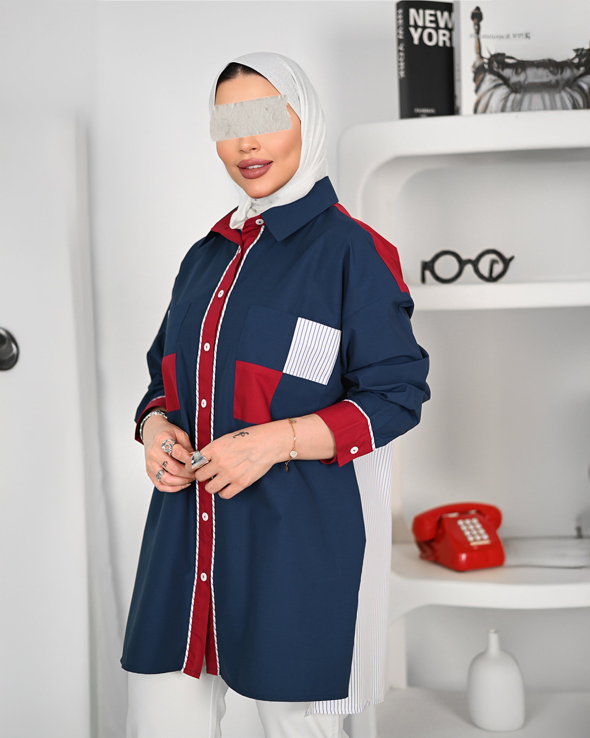 Patchwork Contrast Poplin Shirt