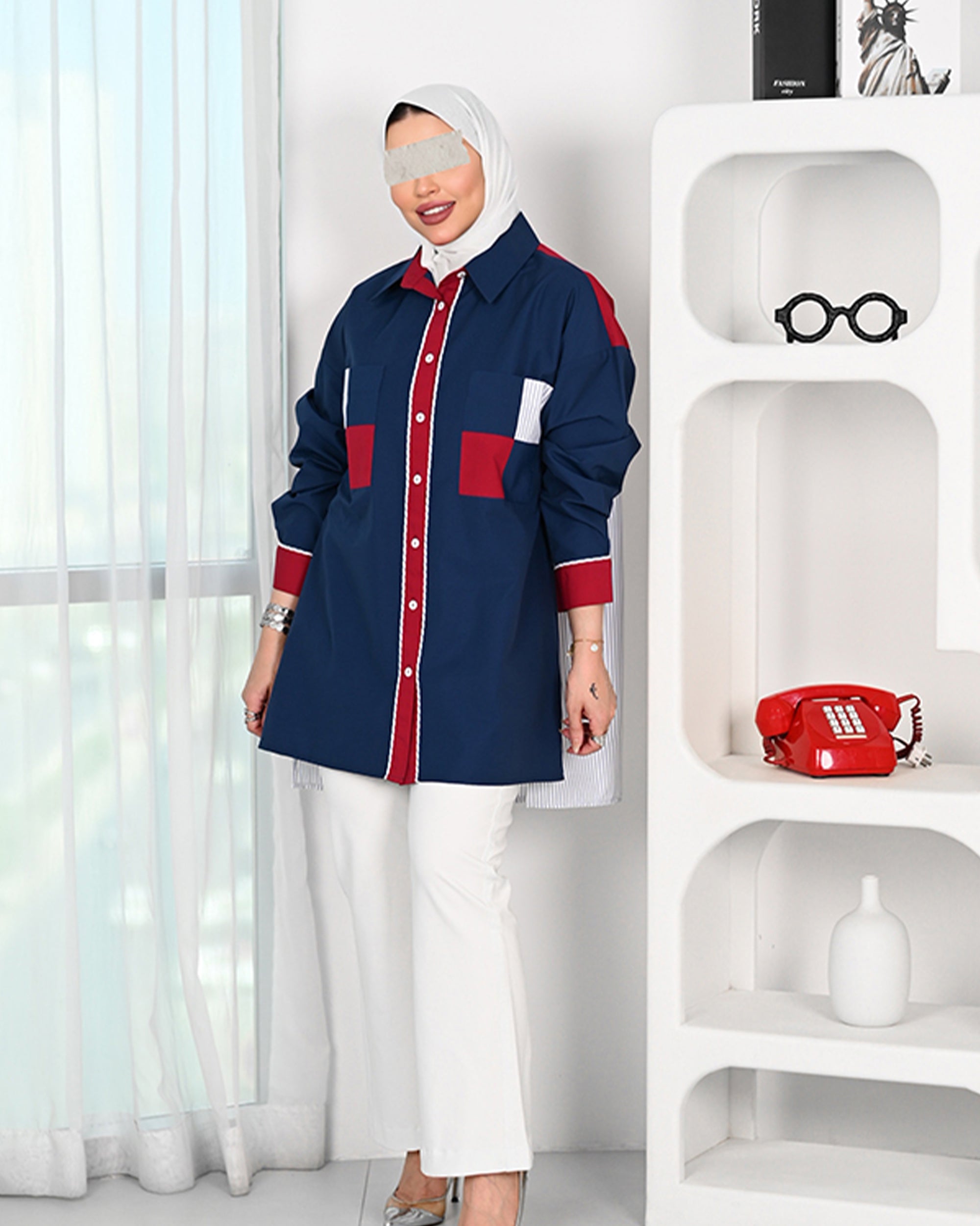 Patchwork Contrast Poplin Shirt