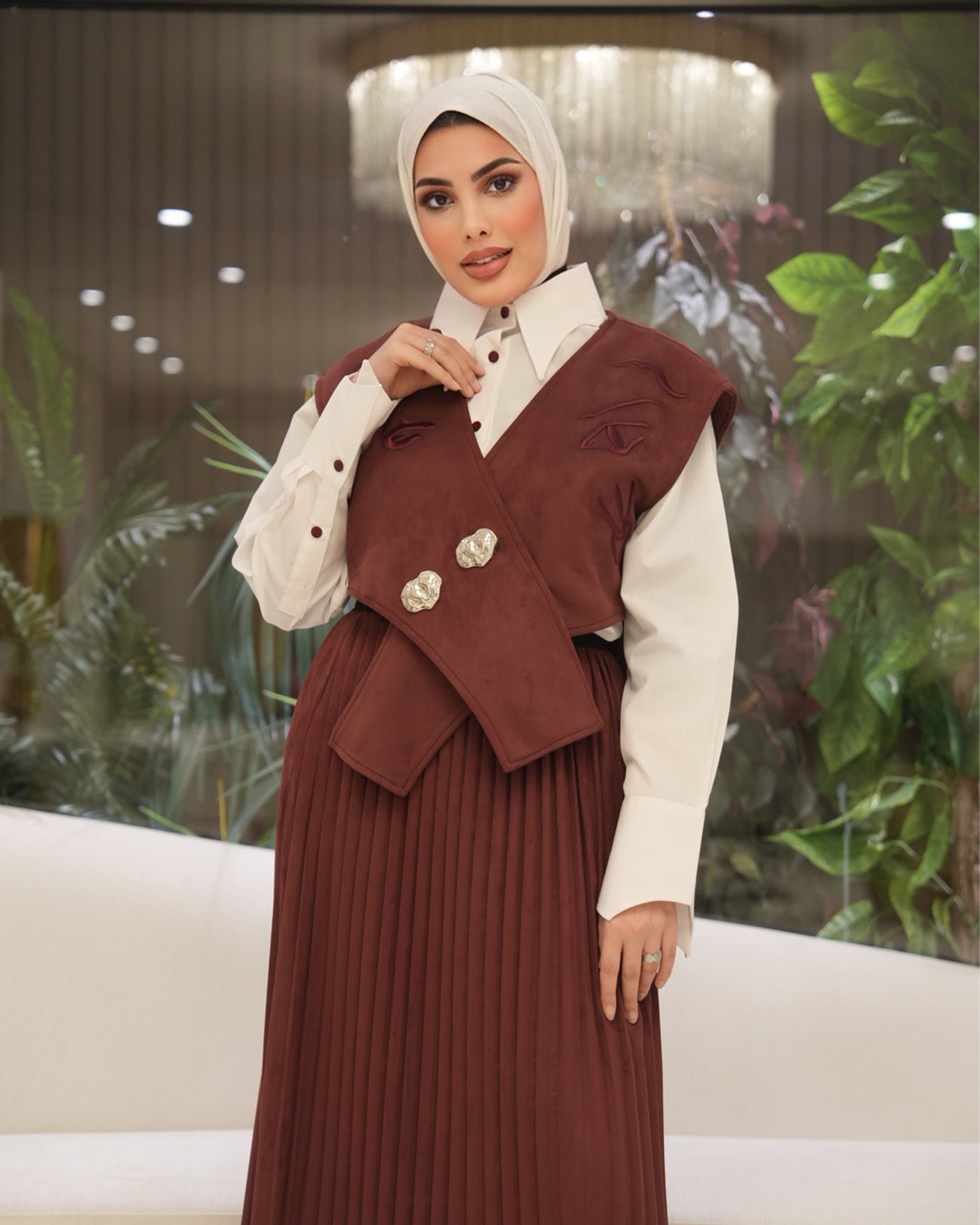 Chestnut Chamois Embroidered Vest