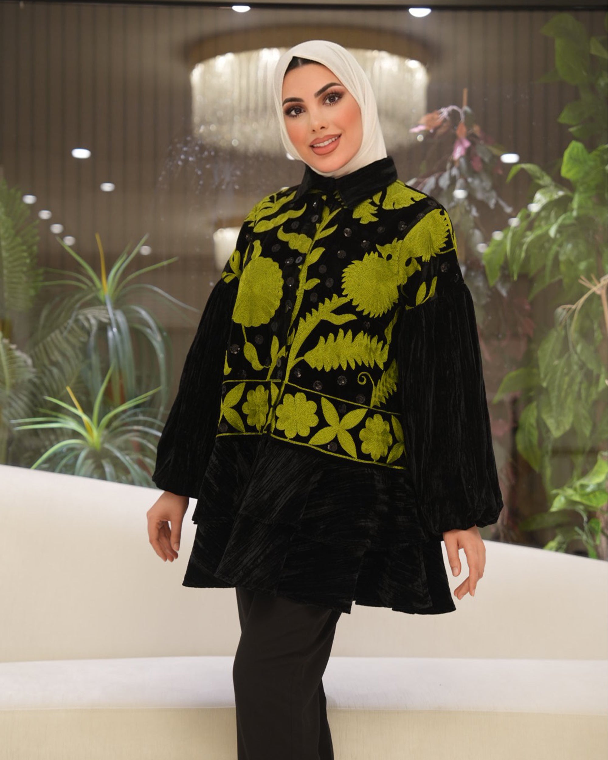 Classic Velvet Jacket – Black & Olive Green