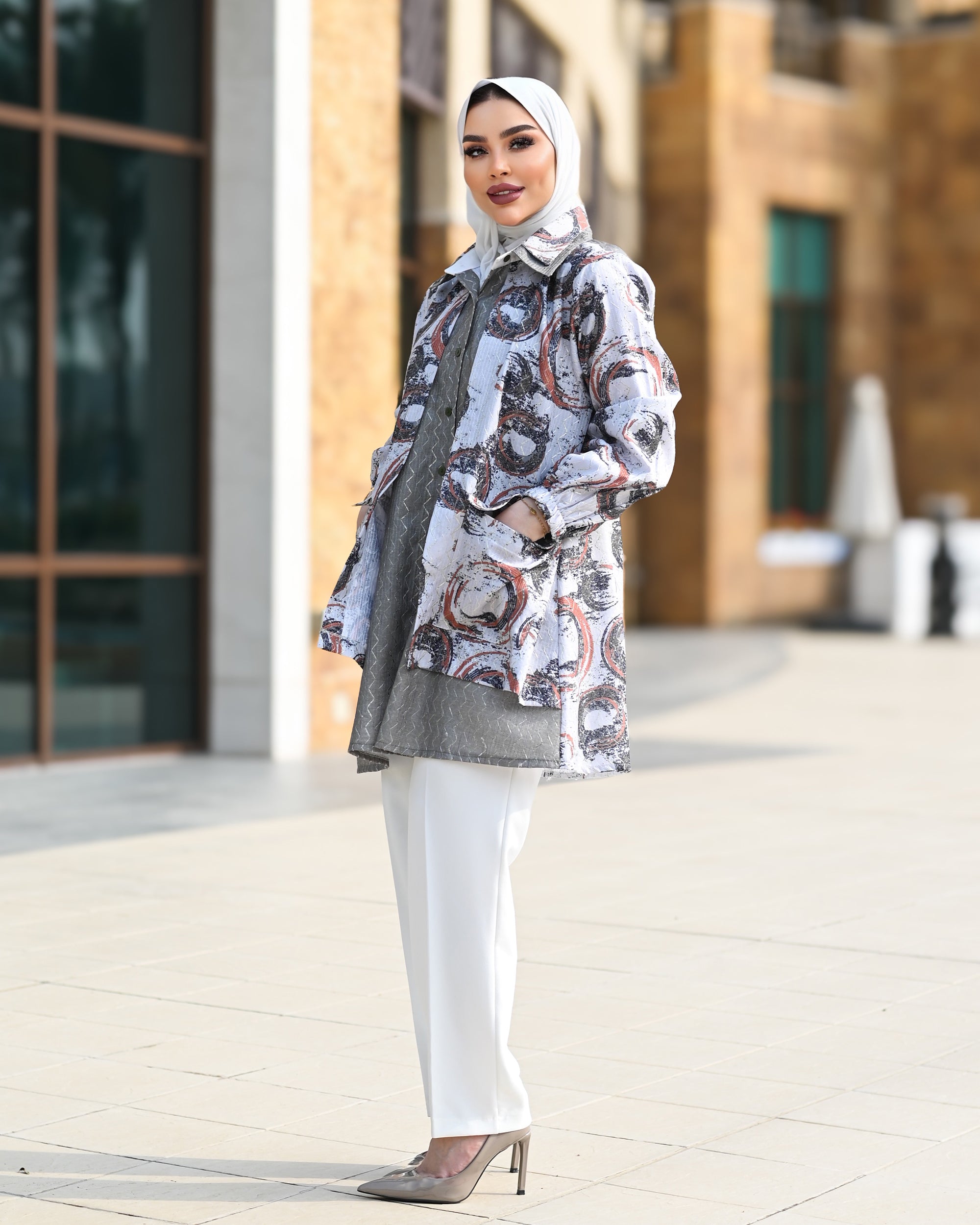 Classic Jacquard Shirt – Grey Rust