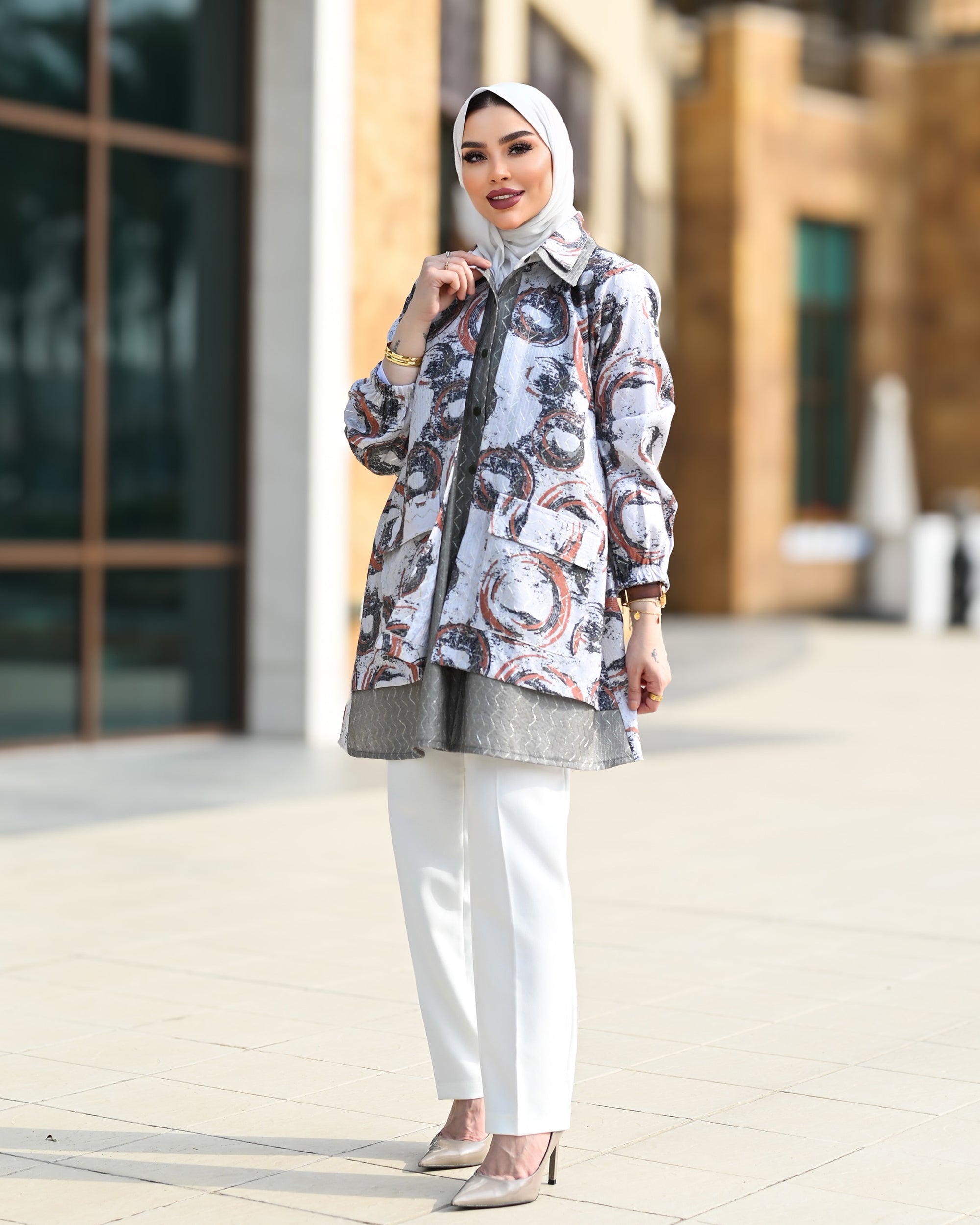 Classic Jacquard Shirt – Grey Rust