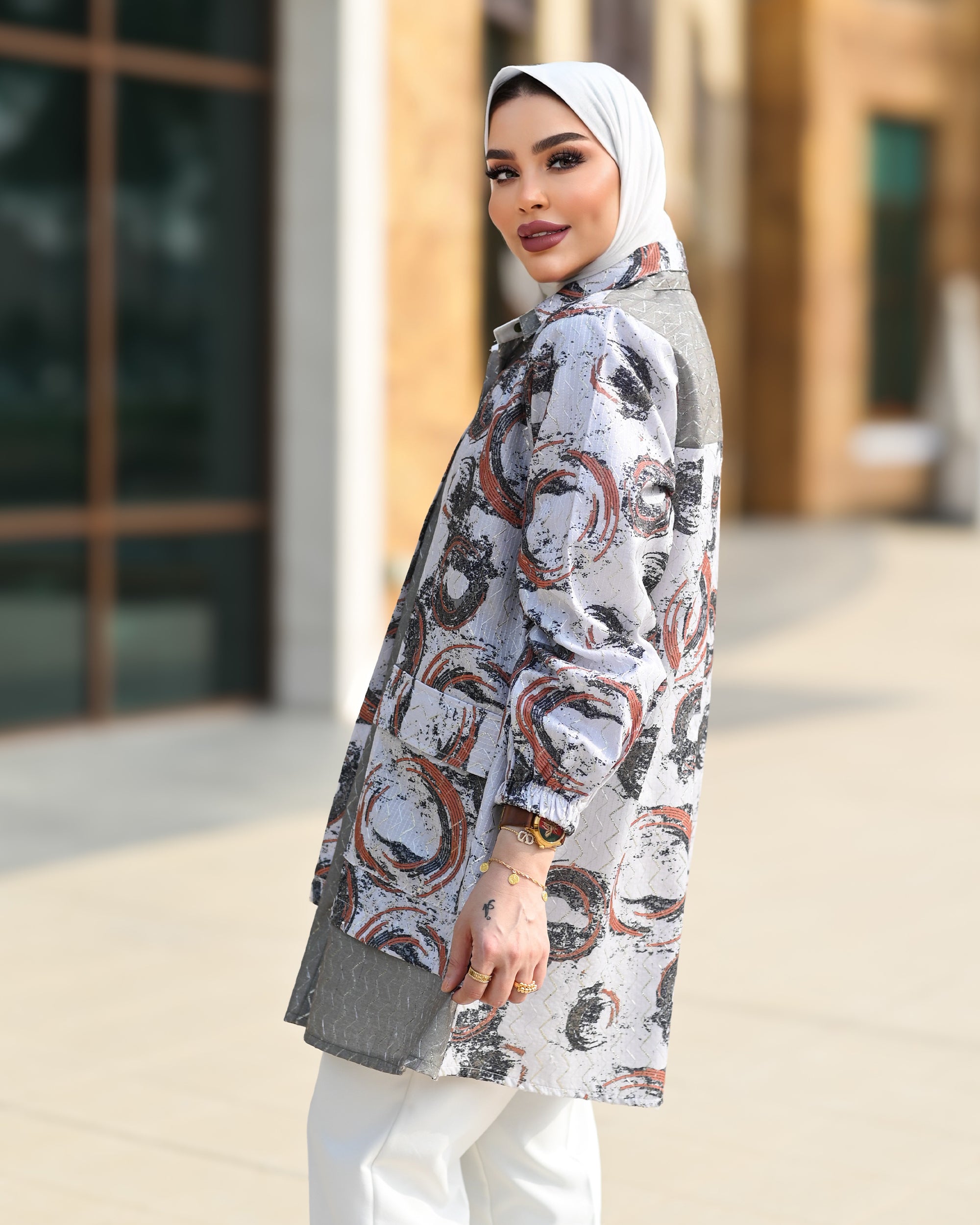 Classic Jacquard Shirt – Grey Rust