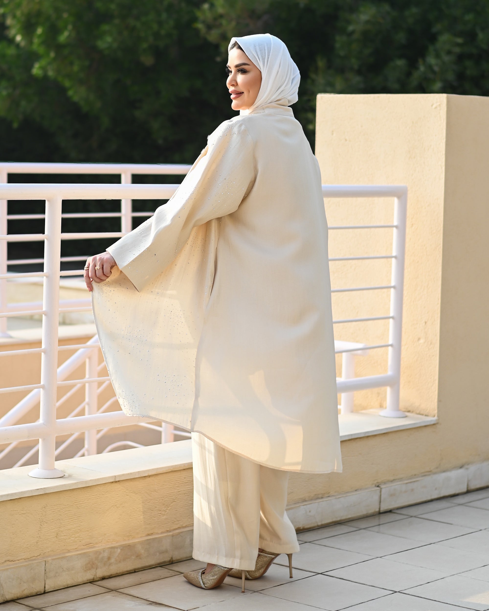 Lamé Three-Piece Set – Beige