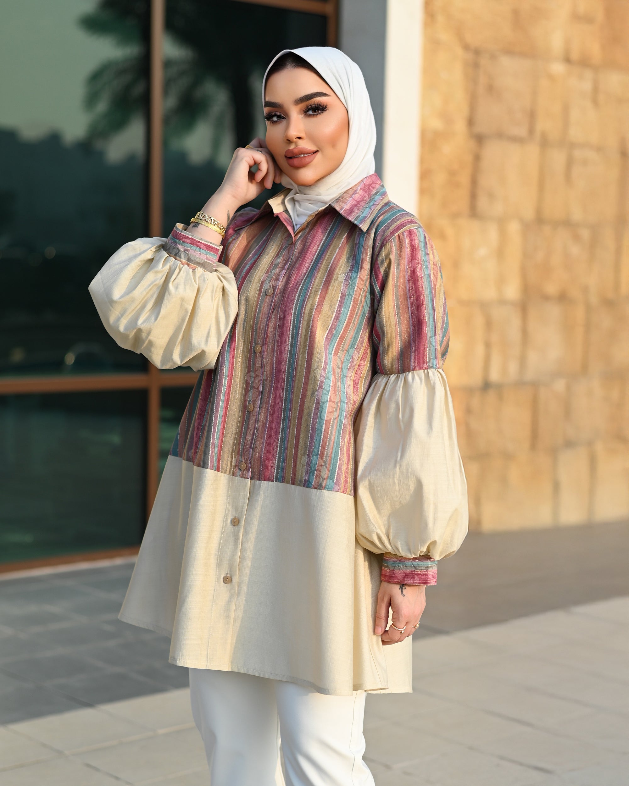 Striped Linen Shirt – Beige