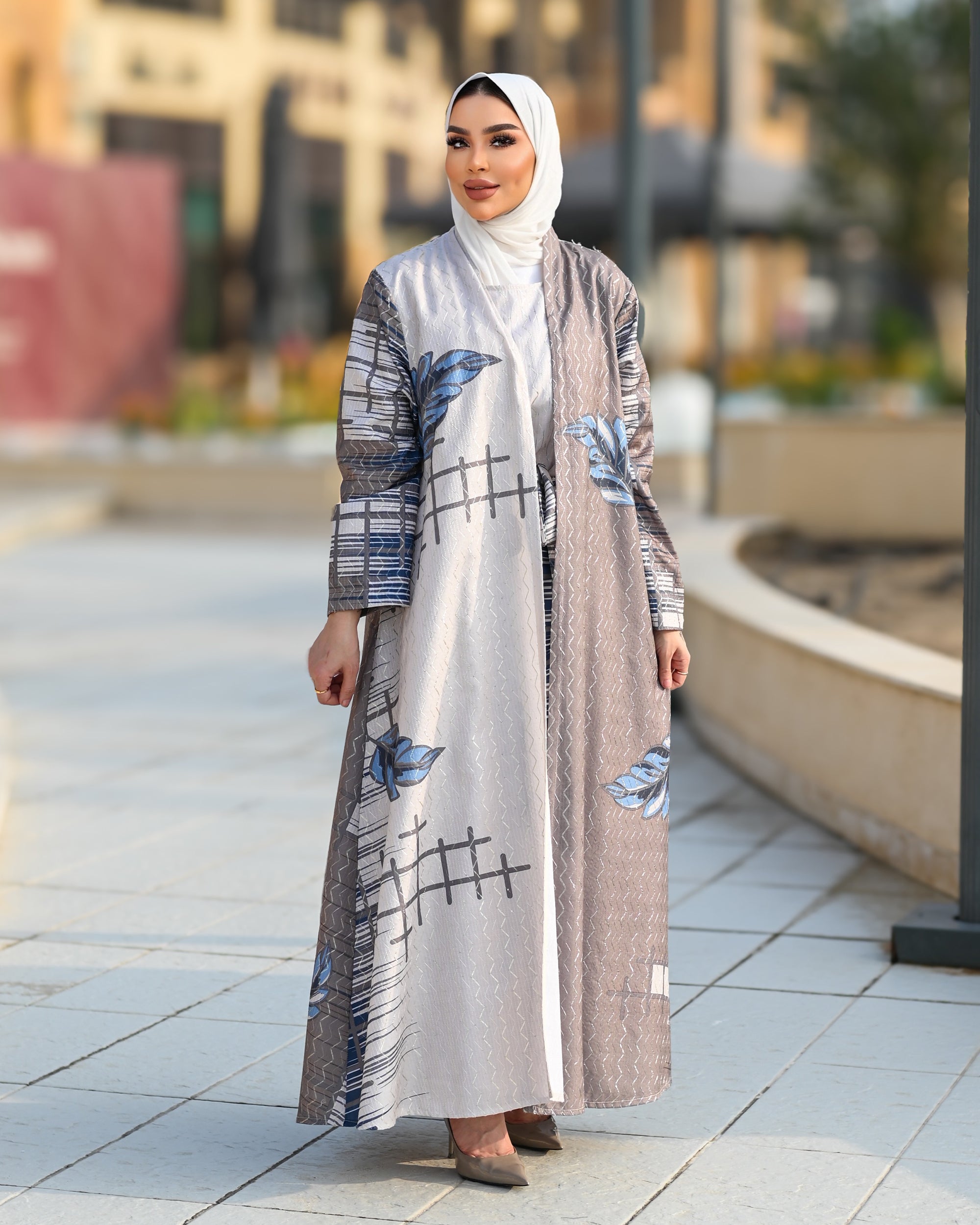 Buttoned Jacquard Dress – Patterned