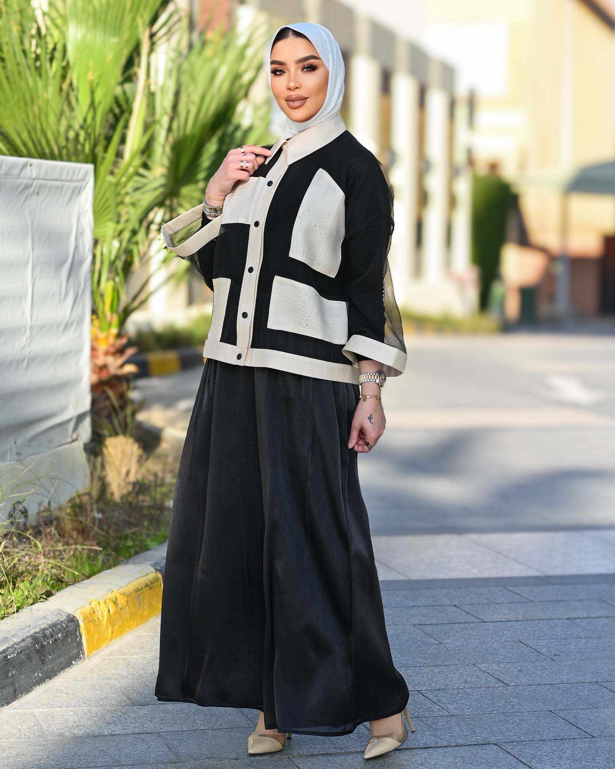 Midnight Organza Jacket – Black & Ivory