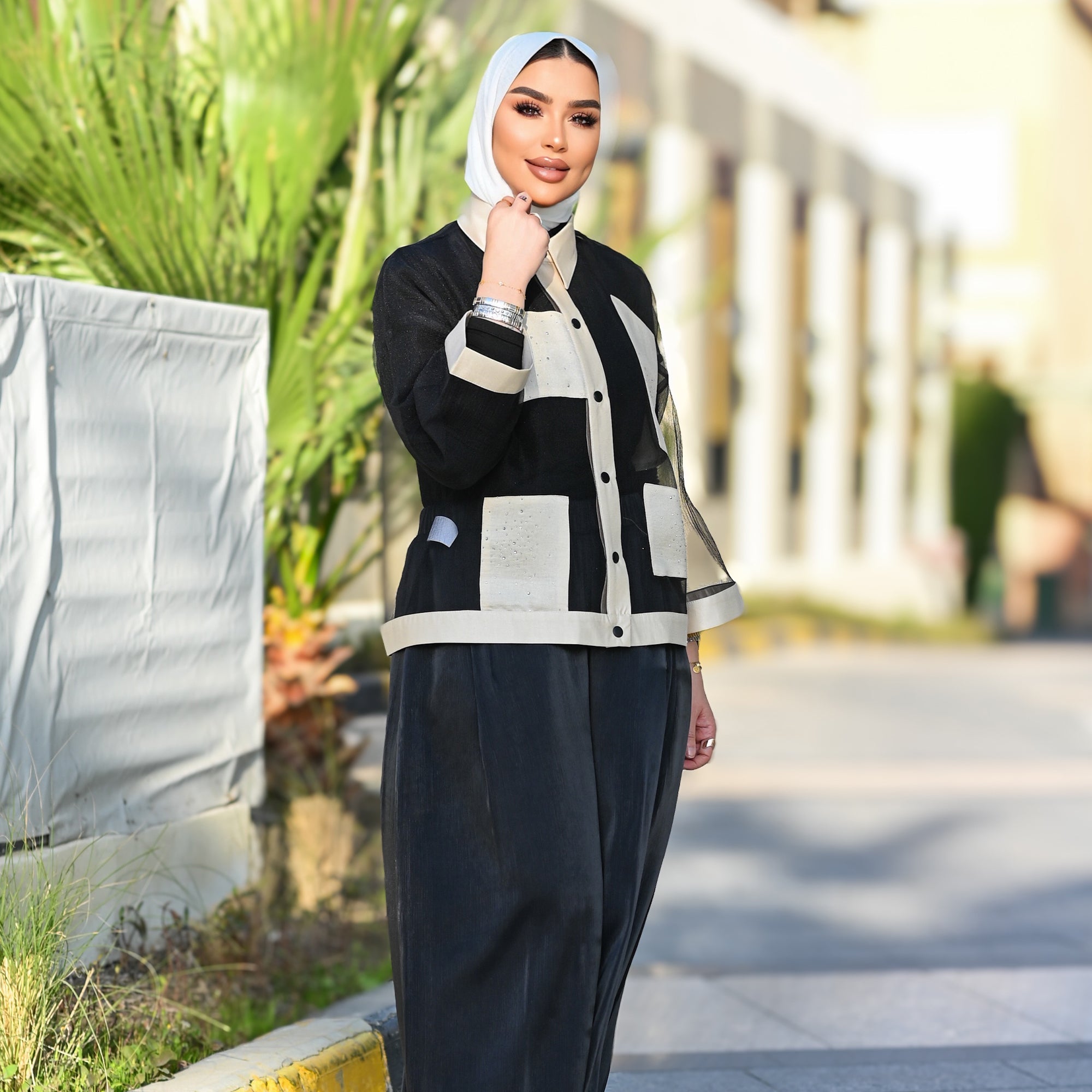 Midnight Organza Jacket – Black & Ivory