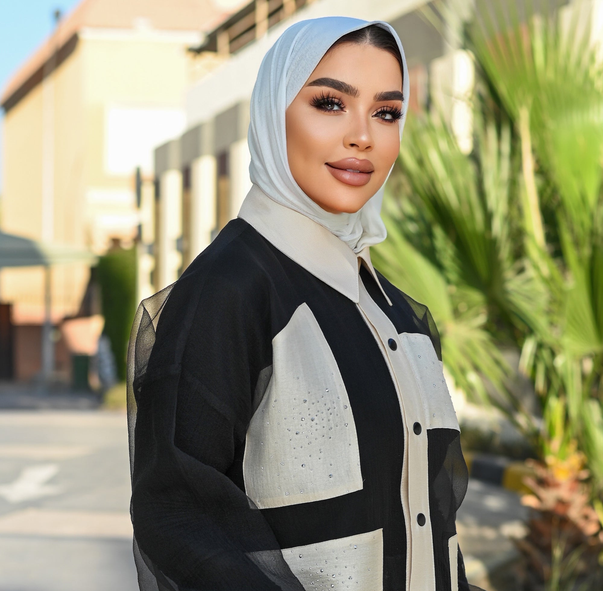 Midnight Organza Jacket – Black & Ivory